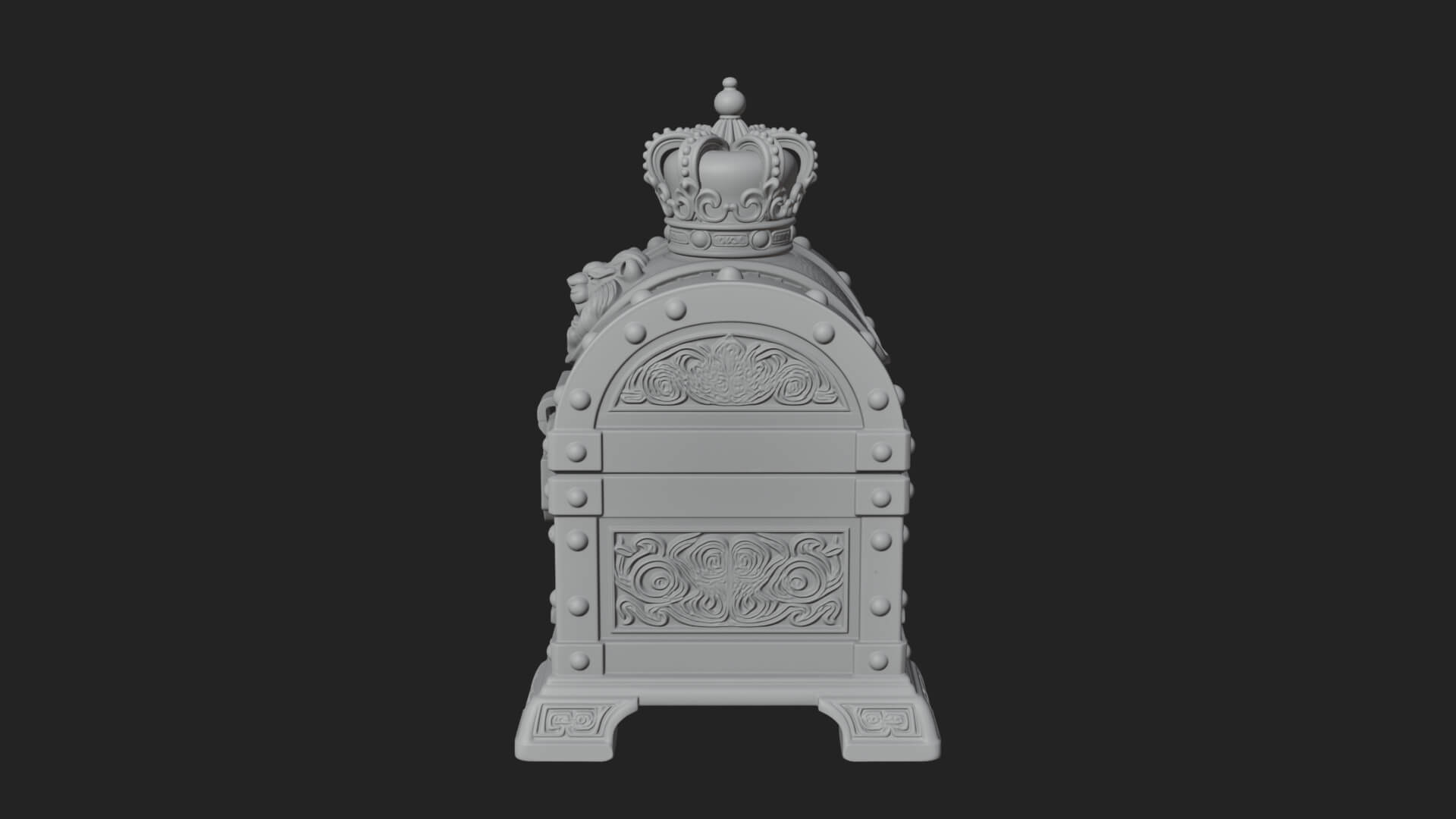 Crowned Lion Treasure Chest Model Design 2 3D Print Model 3D Model