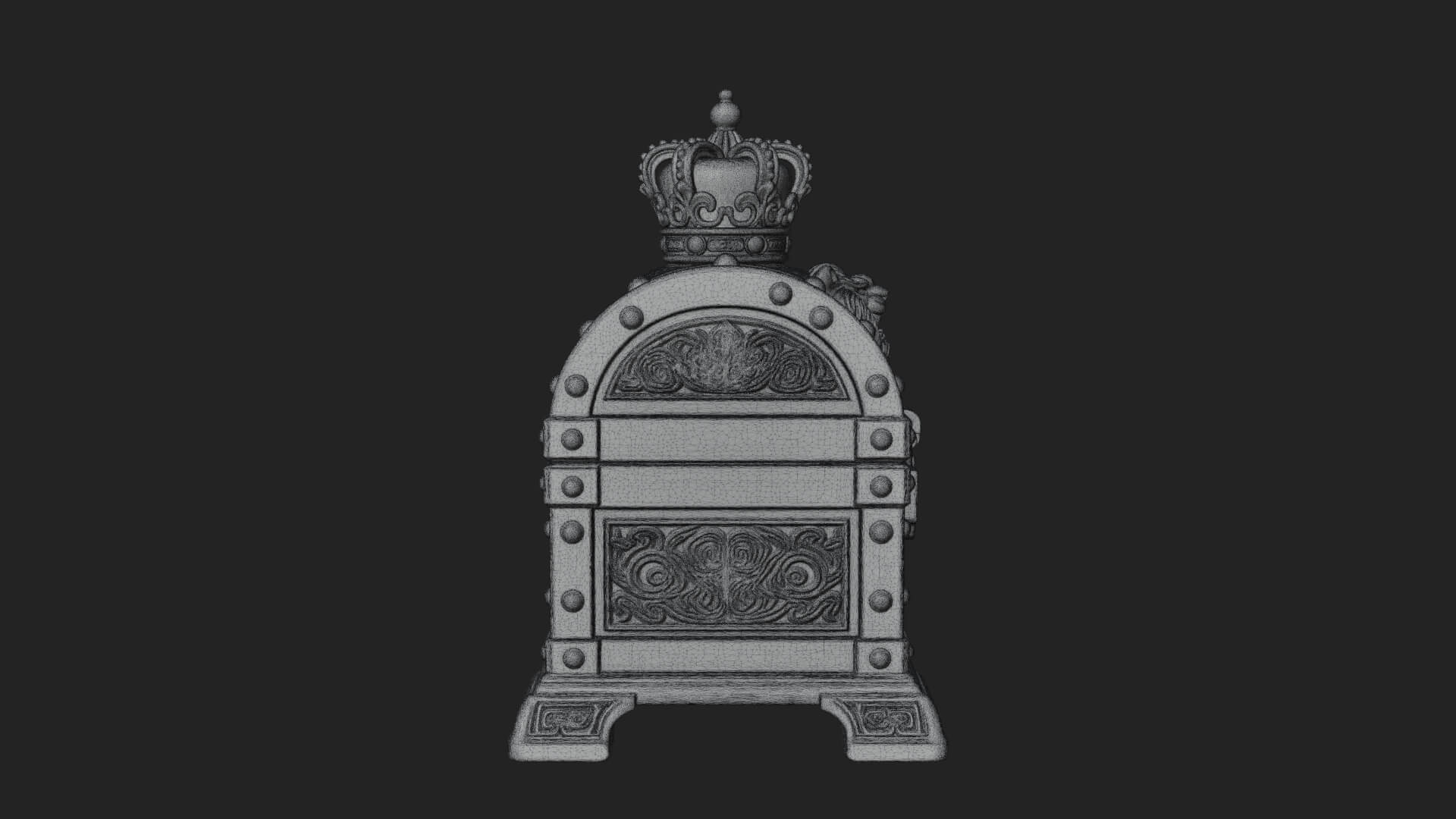 Crowned Lion Treasure Chest Model Design 2 3D Print Model 3D Model