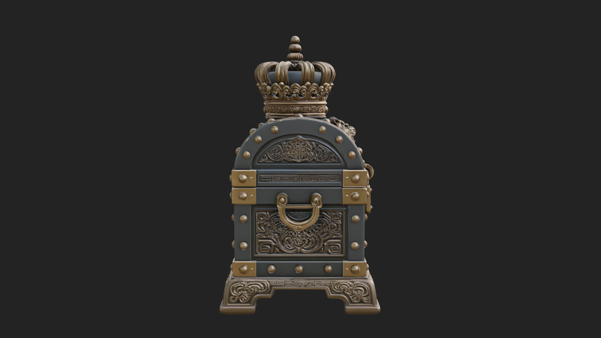 Crowned Lion Treasure Chest Model Design 3 3D Print Model 3D Model