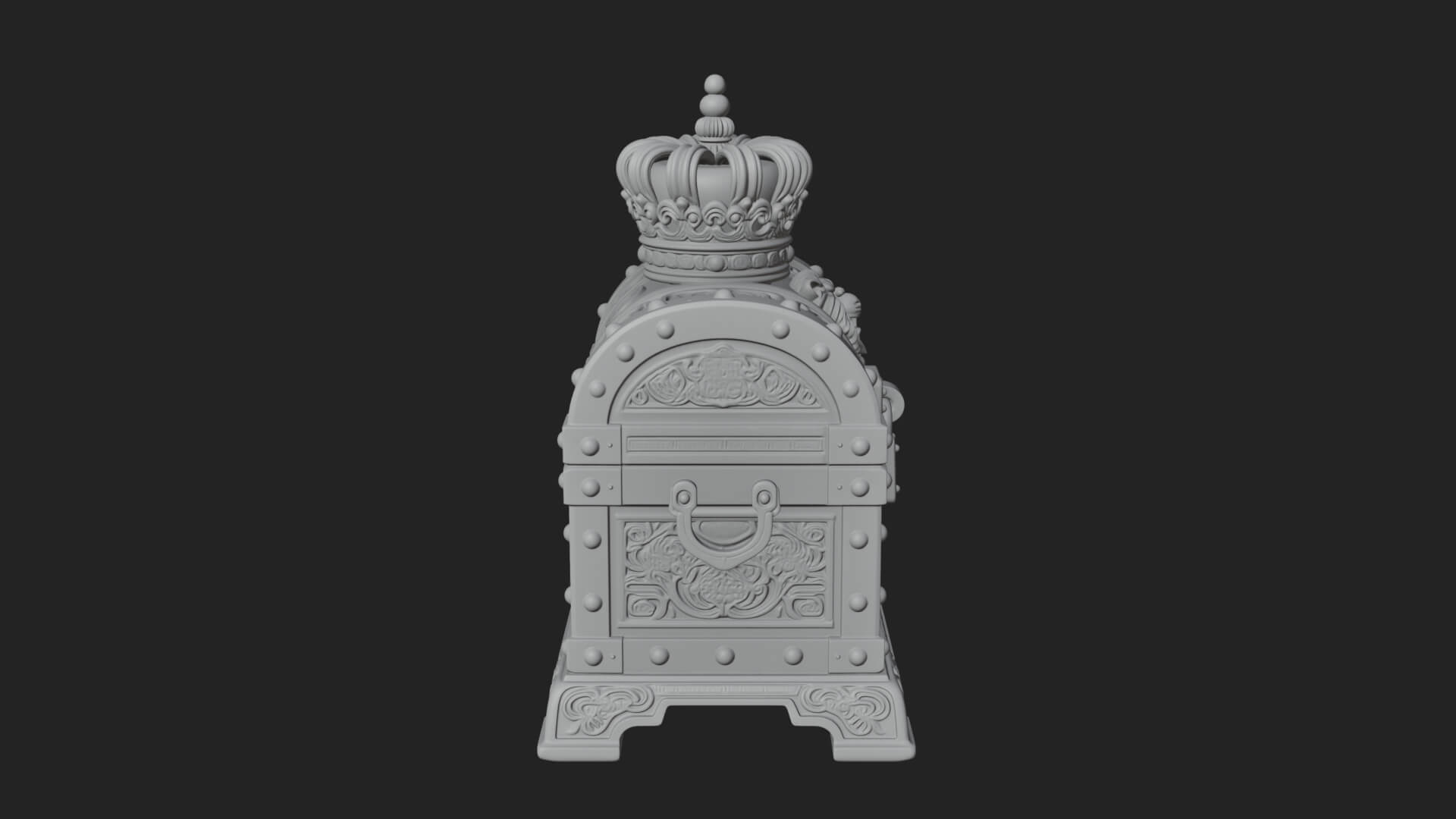 Crowned Lion Treasure Chest Model Design 3 3D Print Model 3D Model