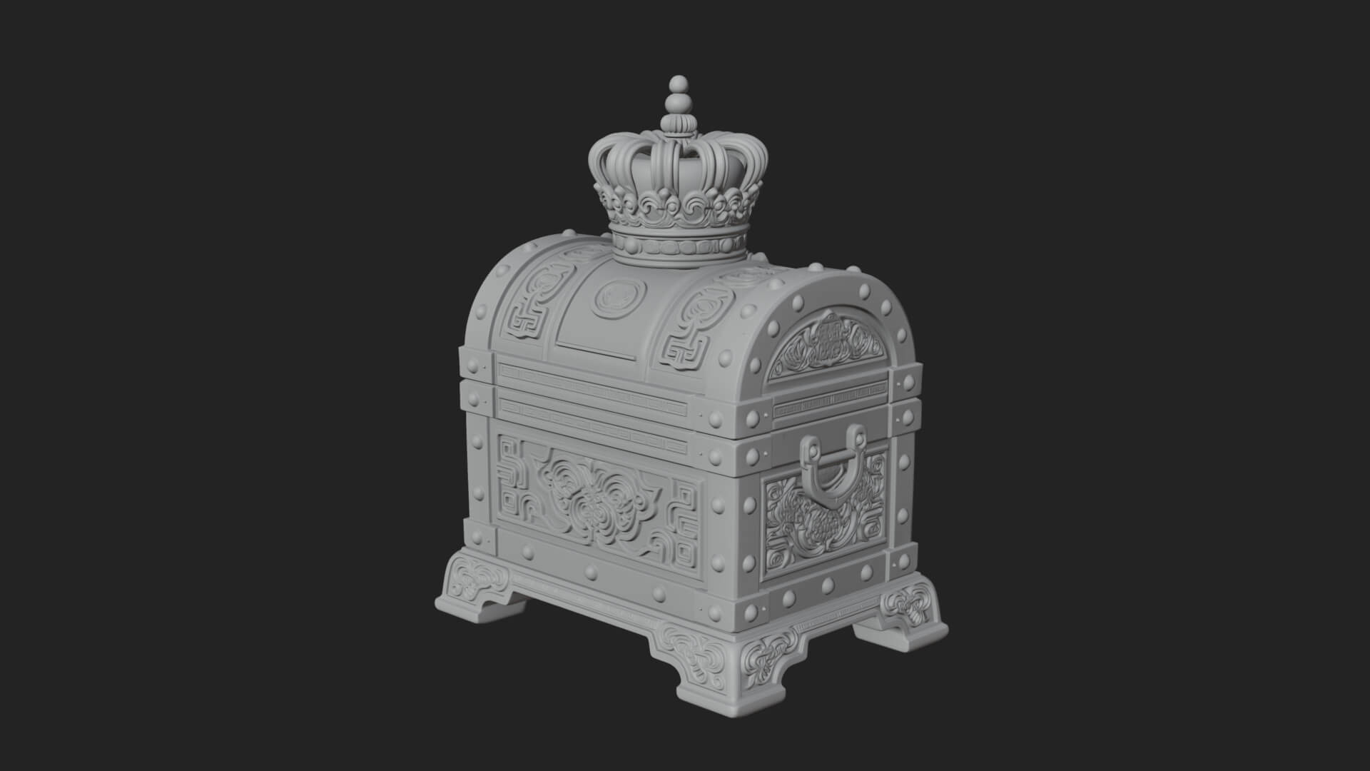 Crowned Lion Treasure Chest Model Design 3 3D Print Model 3D Model