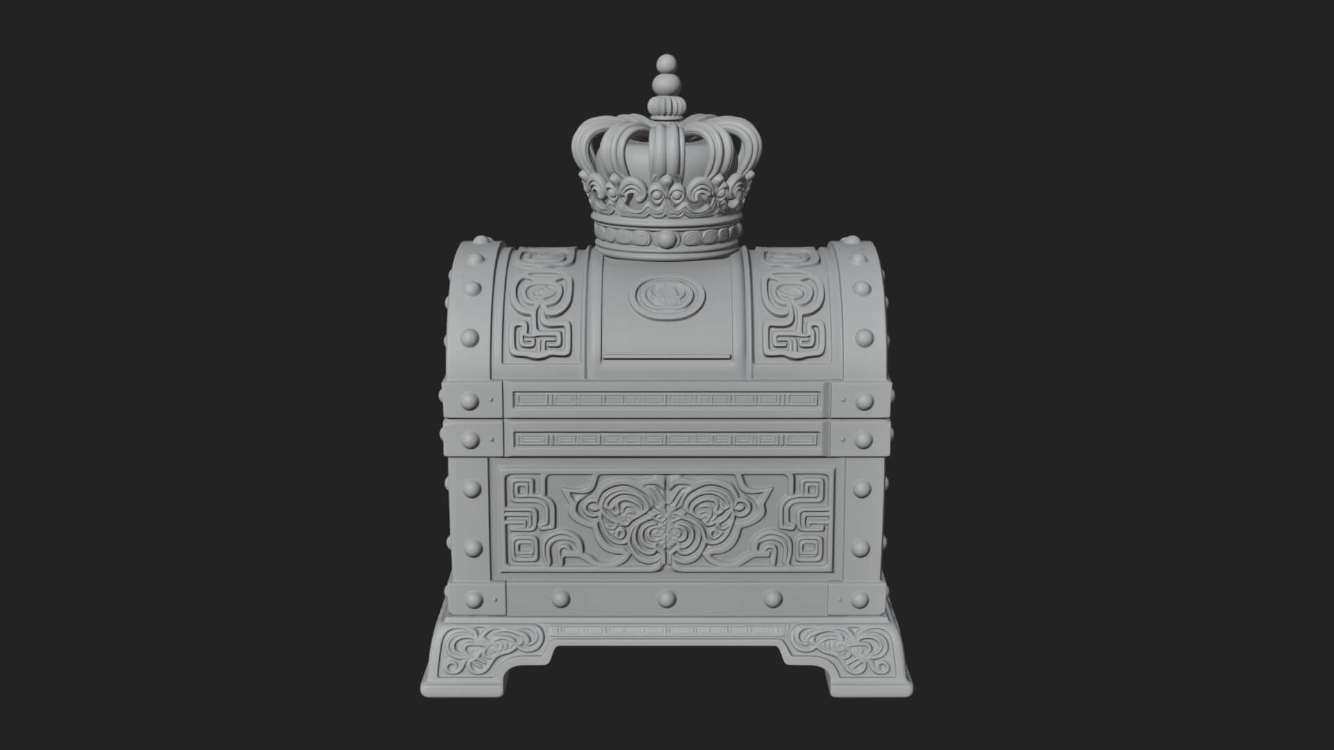 Crowned Lion Treasure Chest Model Design 3 3D Print Model 3D Model