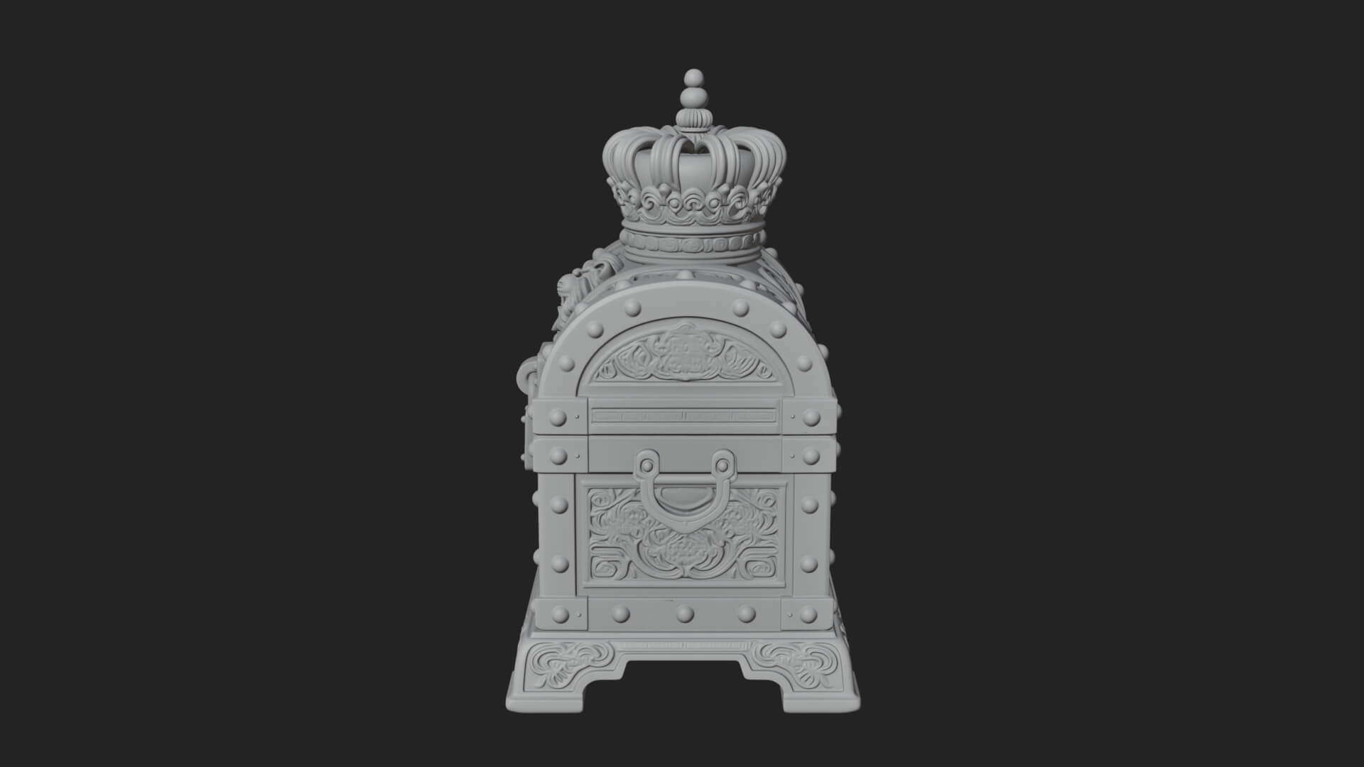 Crowned Lion Treasure Chest Model Design 3 3D Print Model 3D Model