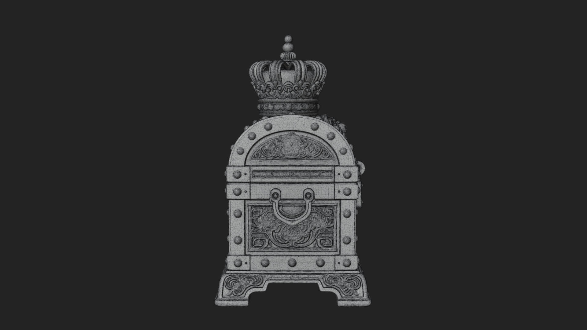 Crowned Lion Treasure Chest Model Design 3 3D Print Model 3D Model