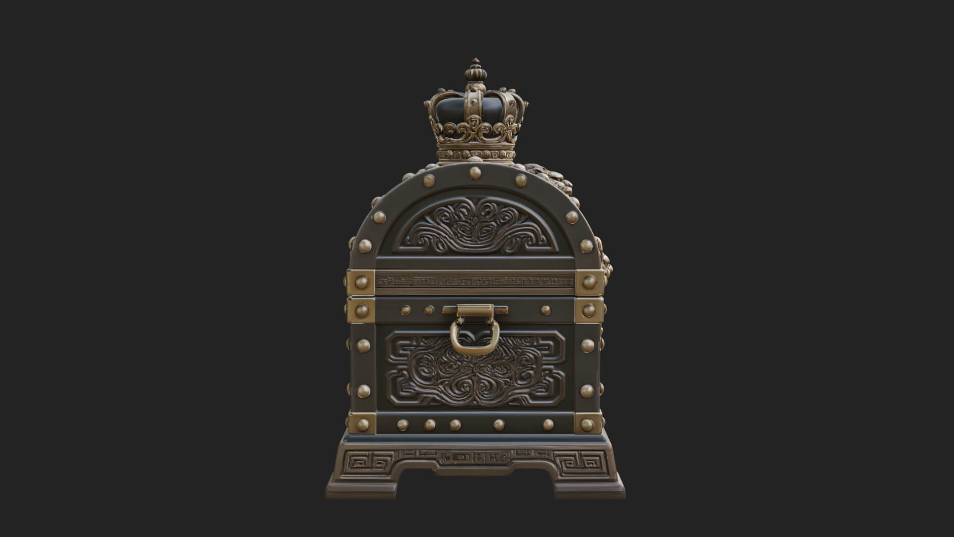 Crowned Lion Treasure Chest Model Design 4 3D Print Model 3D Model