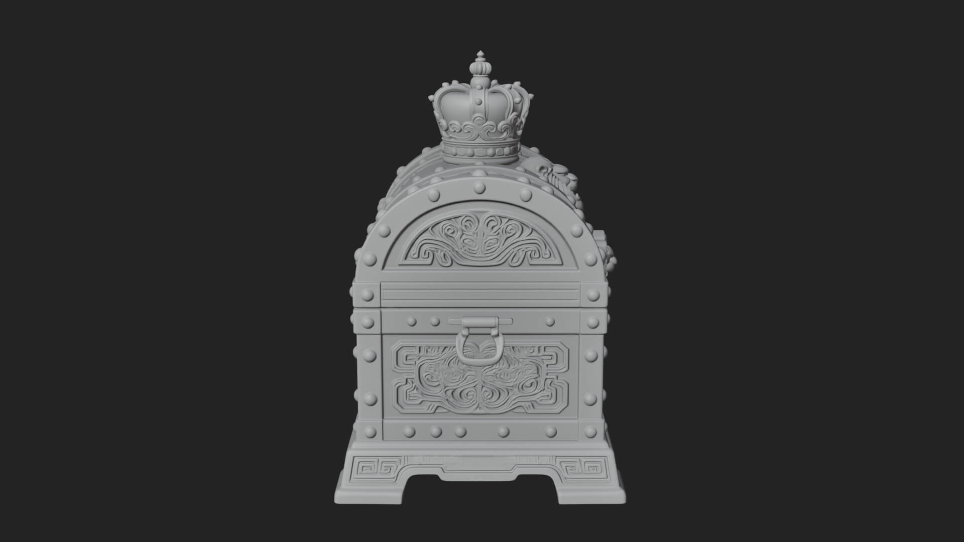 Crowned Lion Treasure Chest Model Design 4 3D Print Model 3D Model
