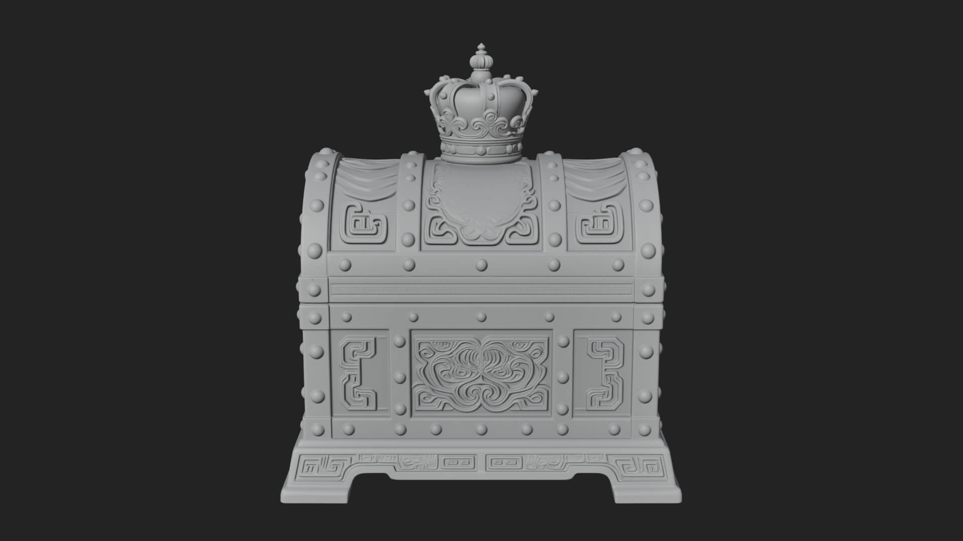 Crowned Lion Treasure Chest Model Design 4 3D Print Model 3D Model