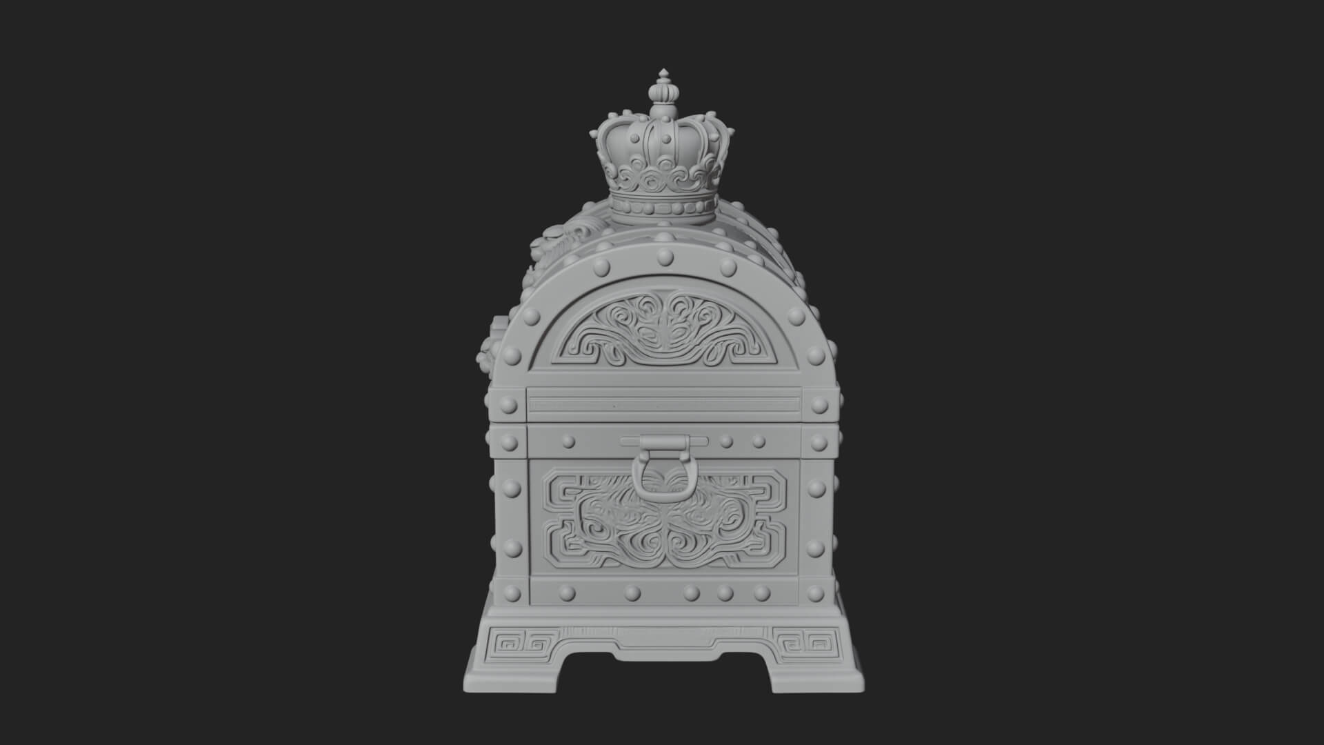 Crowned Lion Treasure Chest Model Design 4 3D Print Model 3D Model