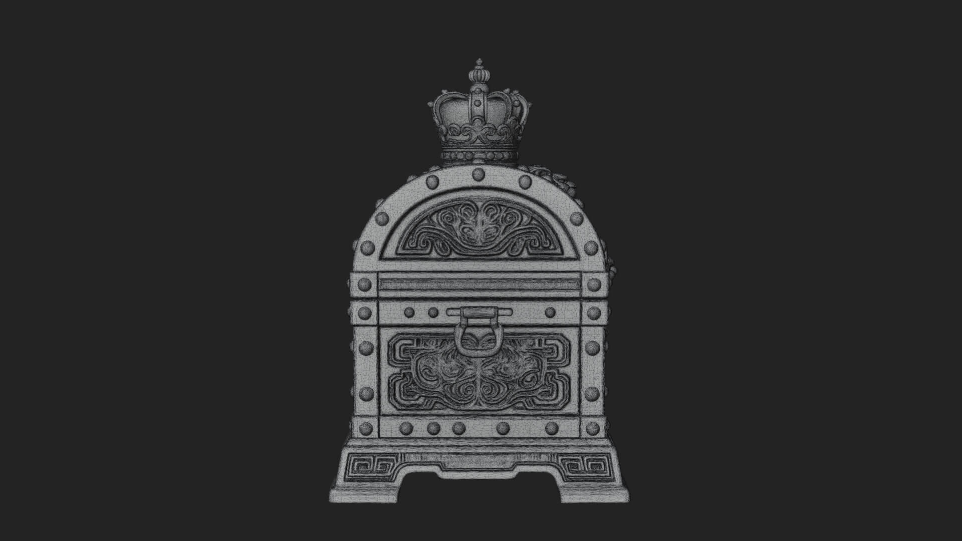 Crowned Lion Treasure Chest Model Design 4 3D Print Model 3D Model