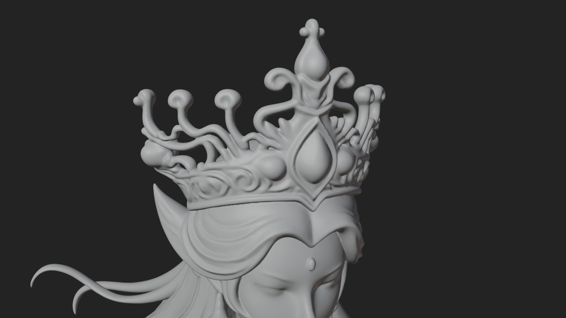 Crowned Mermaid Statue Design 1 3D Print Model 3D Model