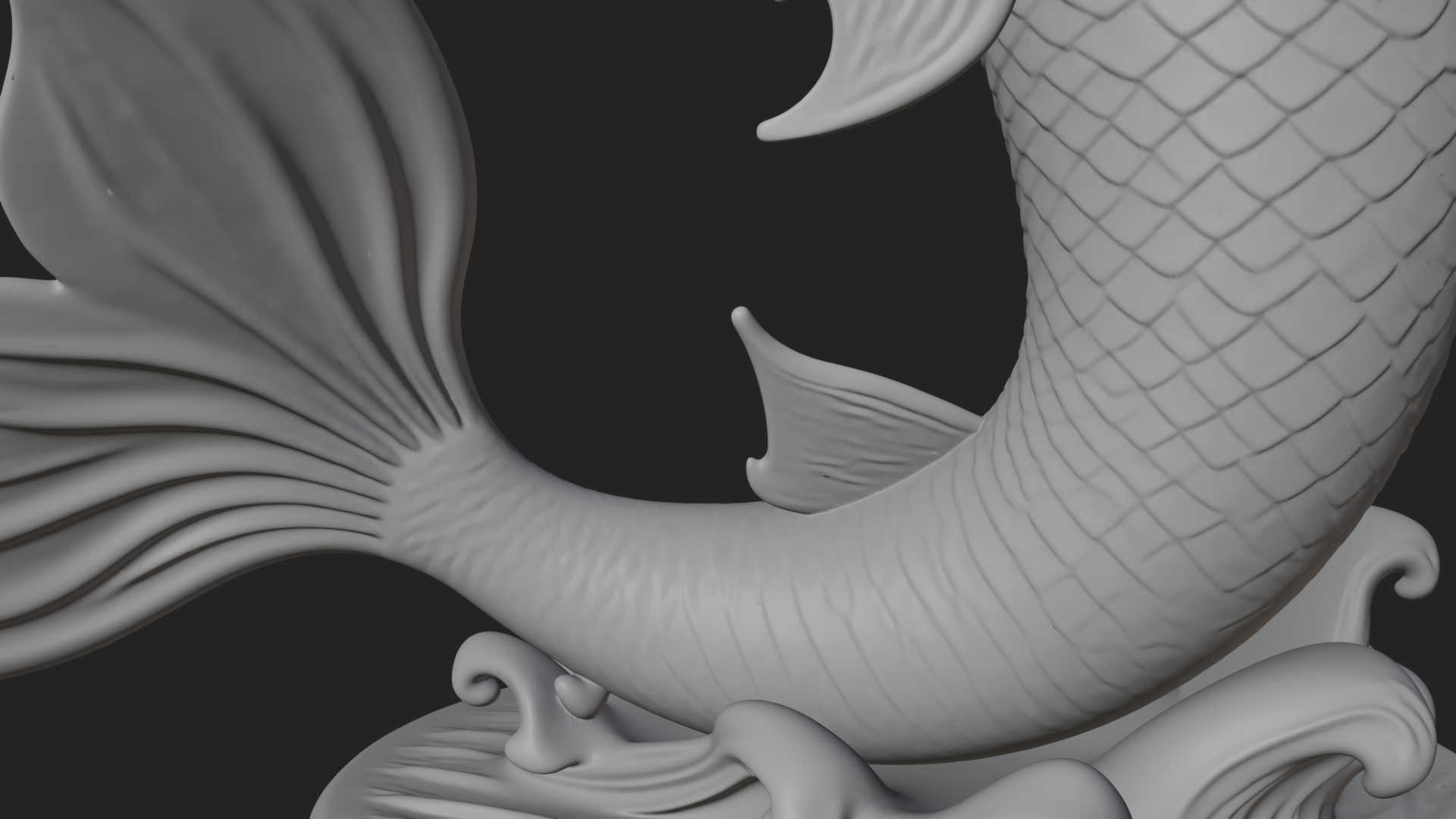 Crowned Mermaid Statue Design 1 3D Print Model 3D Model