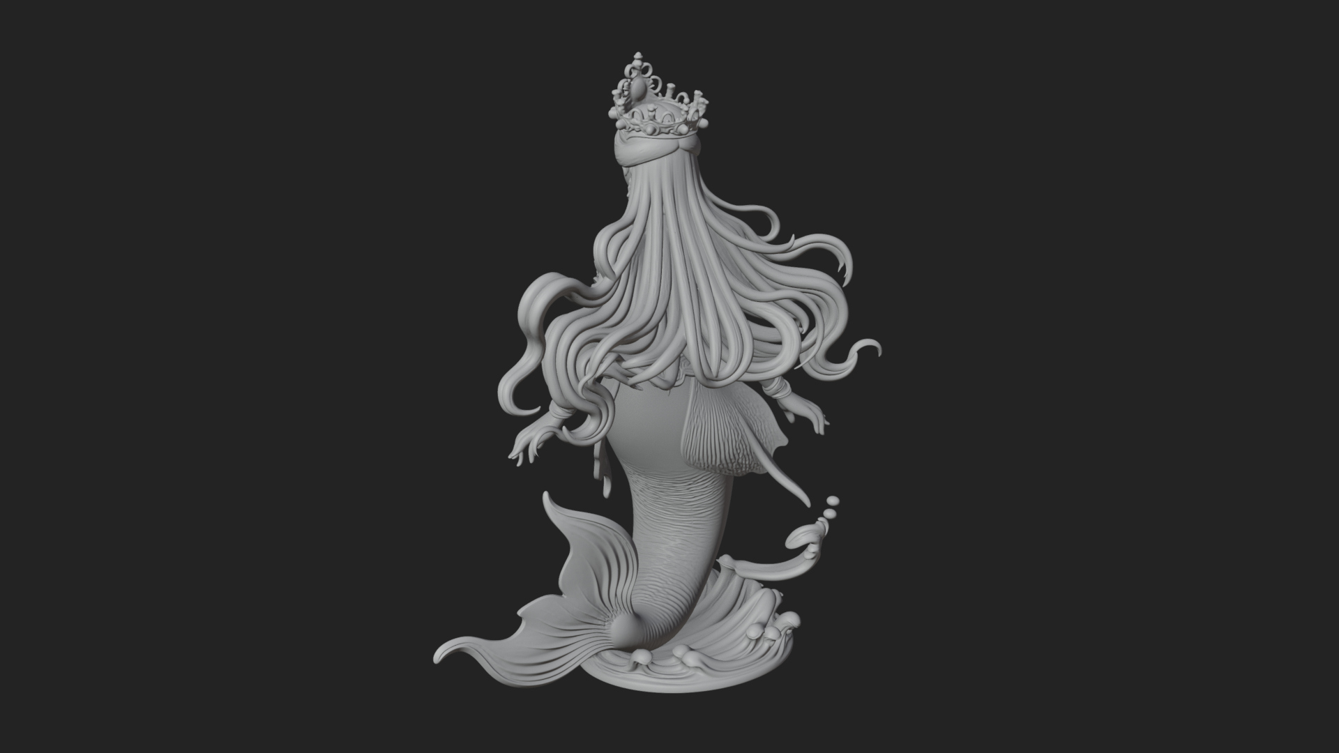 Crowned Mermaid Statue Design 2 3D Print Model 3D Model