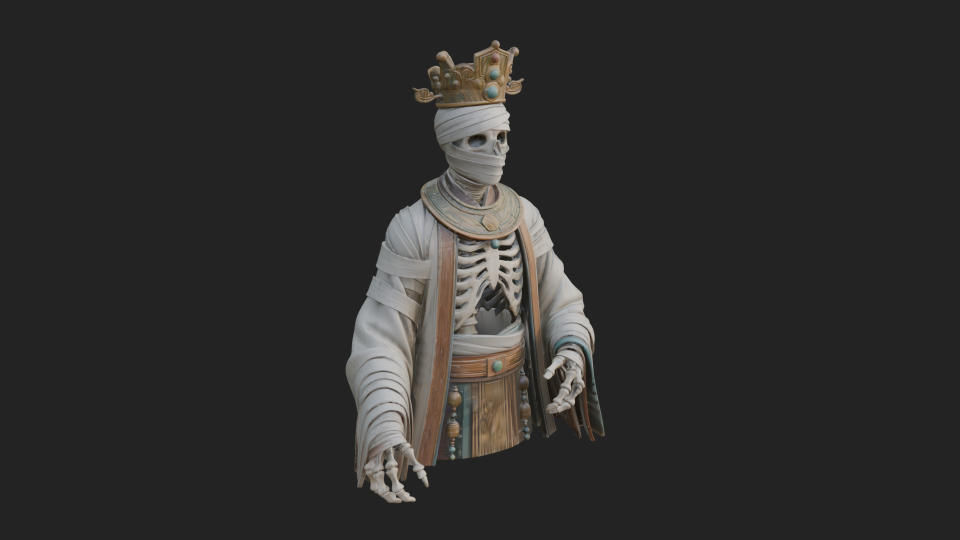 Crowned Mummy Pharaoh Statue Design 1 3D Print Model 3D Model