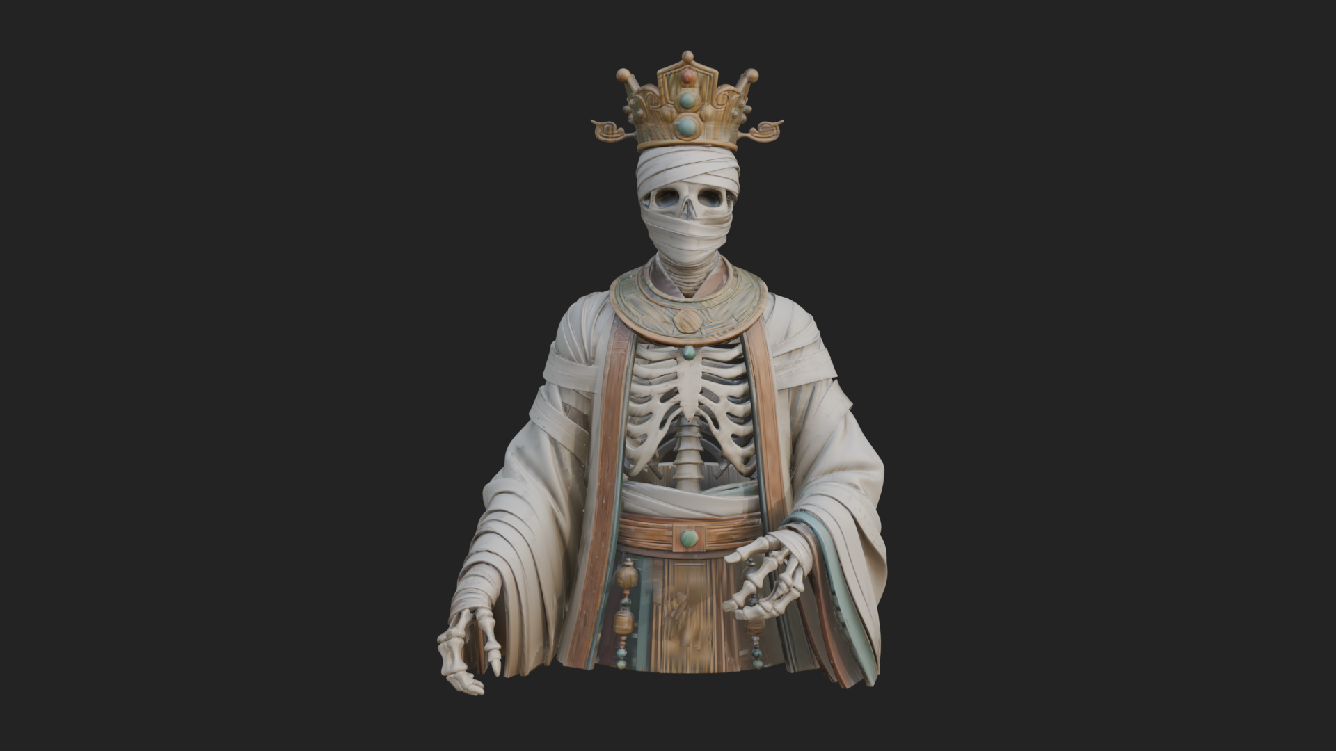 Crowned Mummy Pharaoh Statue Design 1 3D Print Model 3D Model