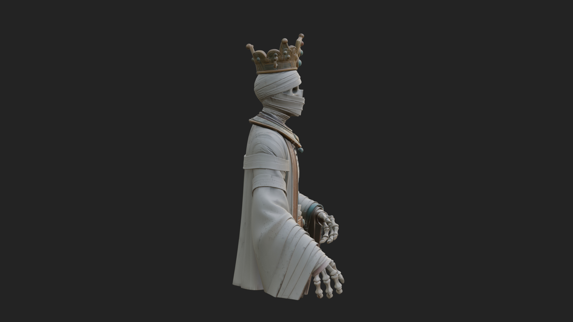 Crowned Mummy Pharaoh Statue Design 1 3D Print Model 3D Model