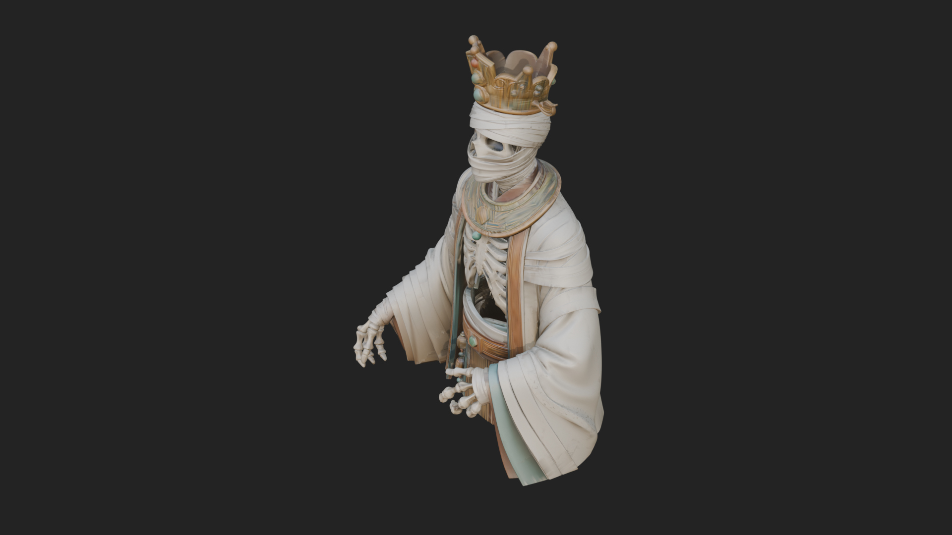 Crowned Mummy Pharaoh Statue Design 1 3D Print Model 3D Model