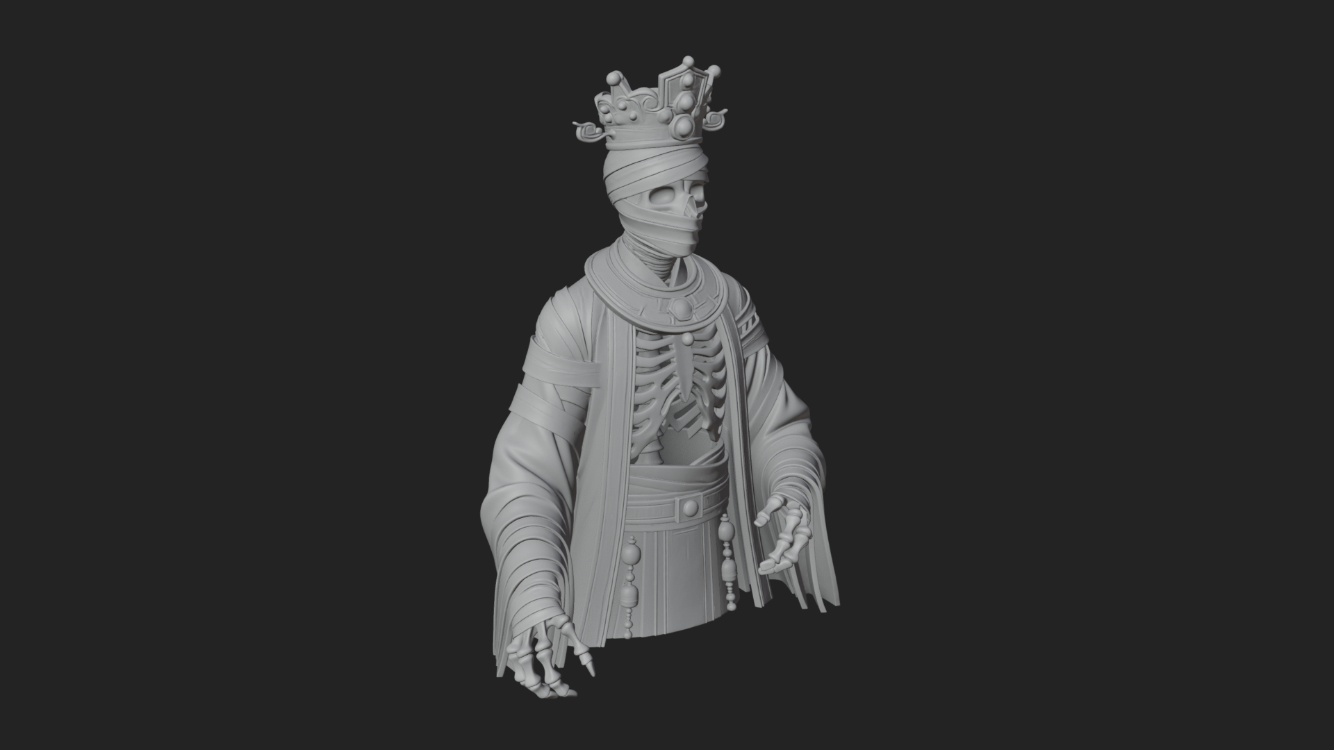 Crowned Mummy Pharaoh Statue Design 1 3D Print Model 3D Model