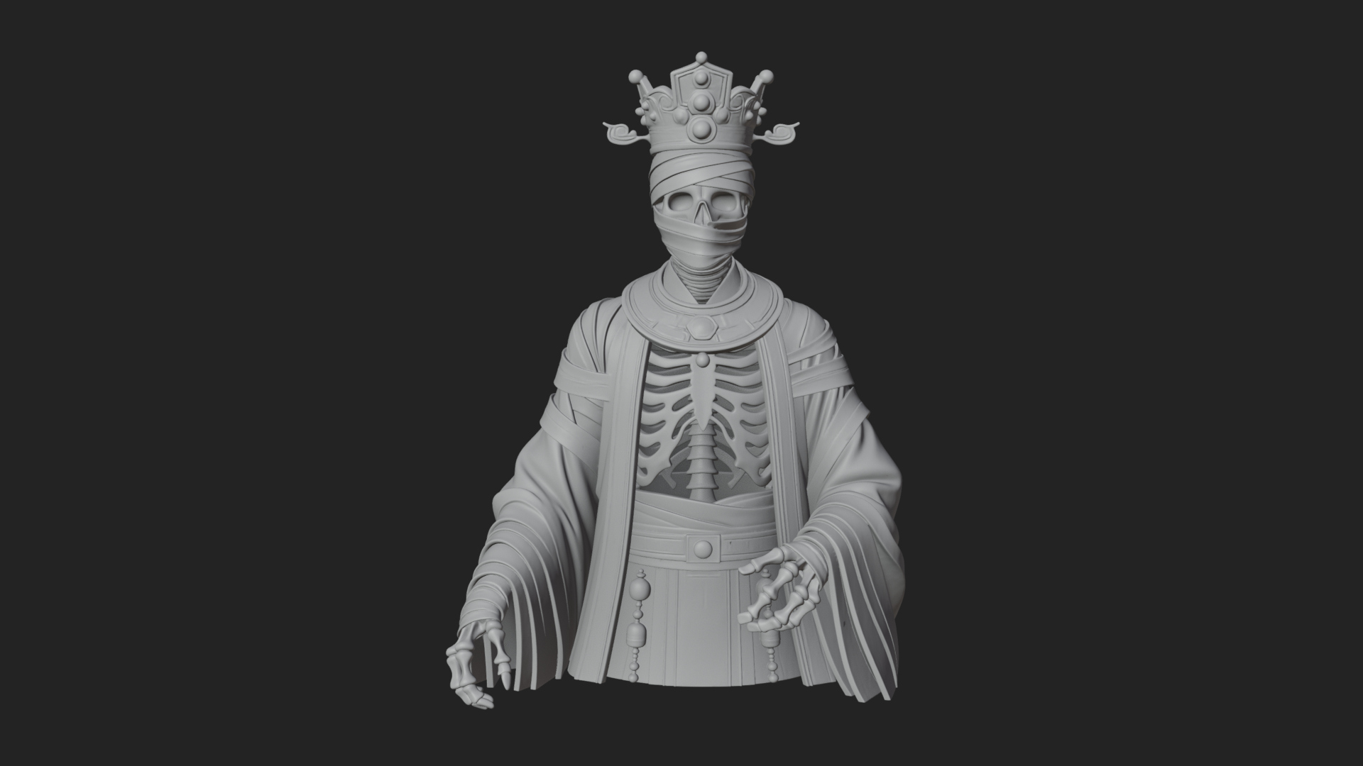 Crowned Mummy Pharaoh Statue Design 1 3D Print Model 3D Model