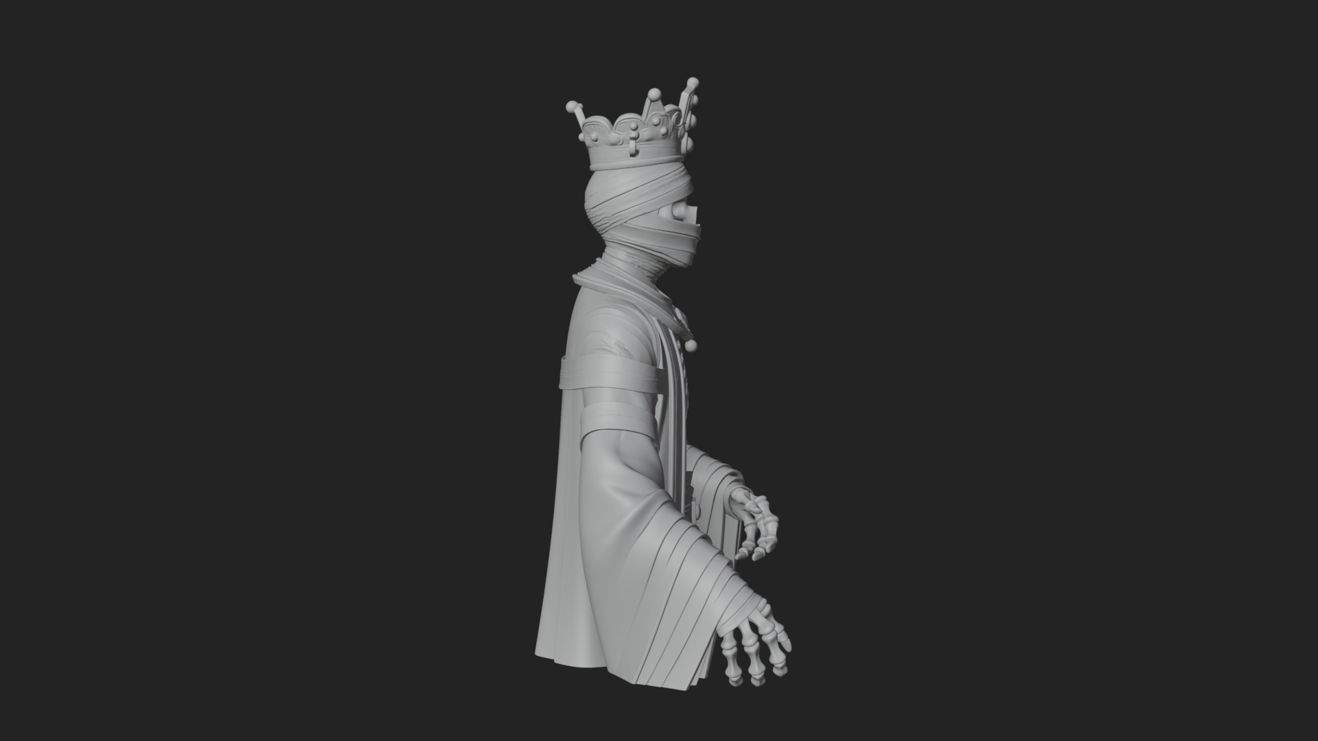 Crowned Mummy Pharaoh Statue Design 1 3D Print Model 3D Model