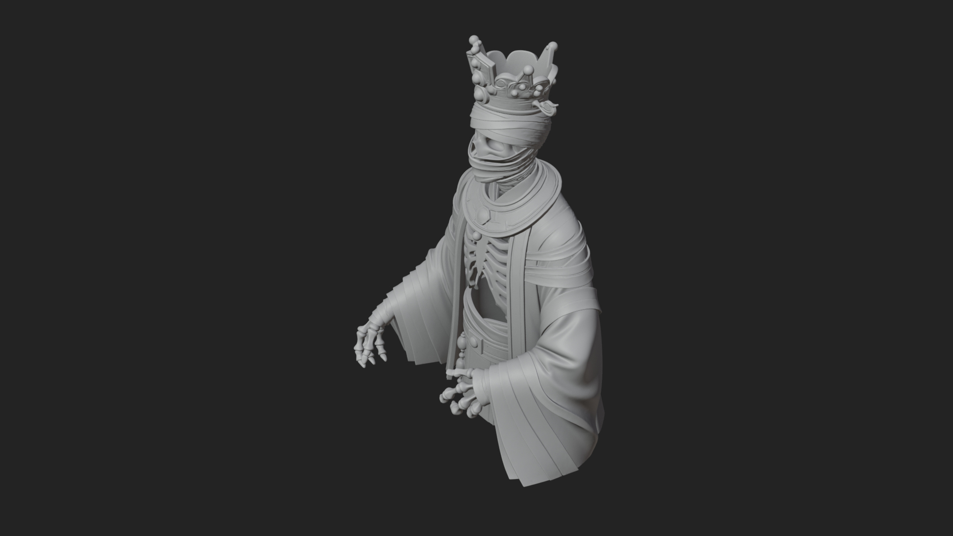 Crowned Mummy Pharaoh Statue Design 1 3D Print Model 3D Model