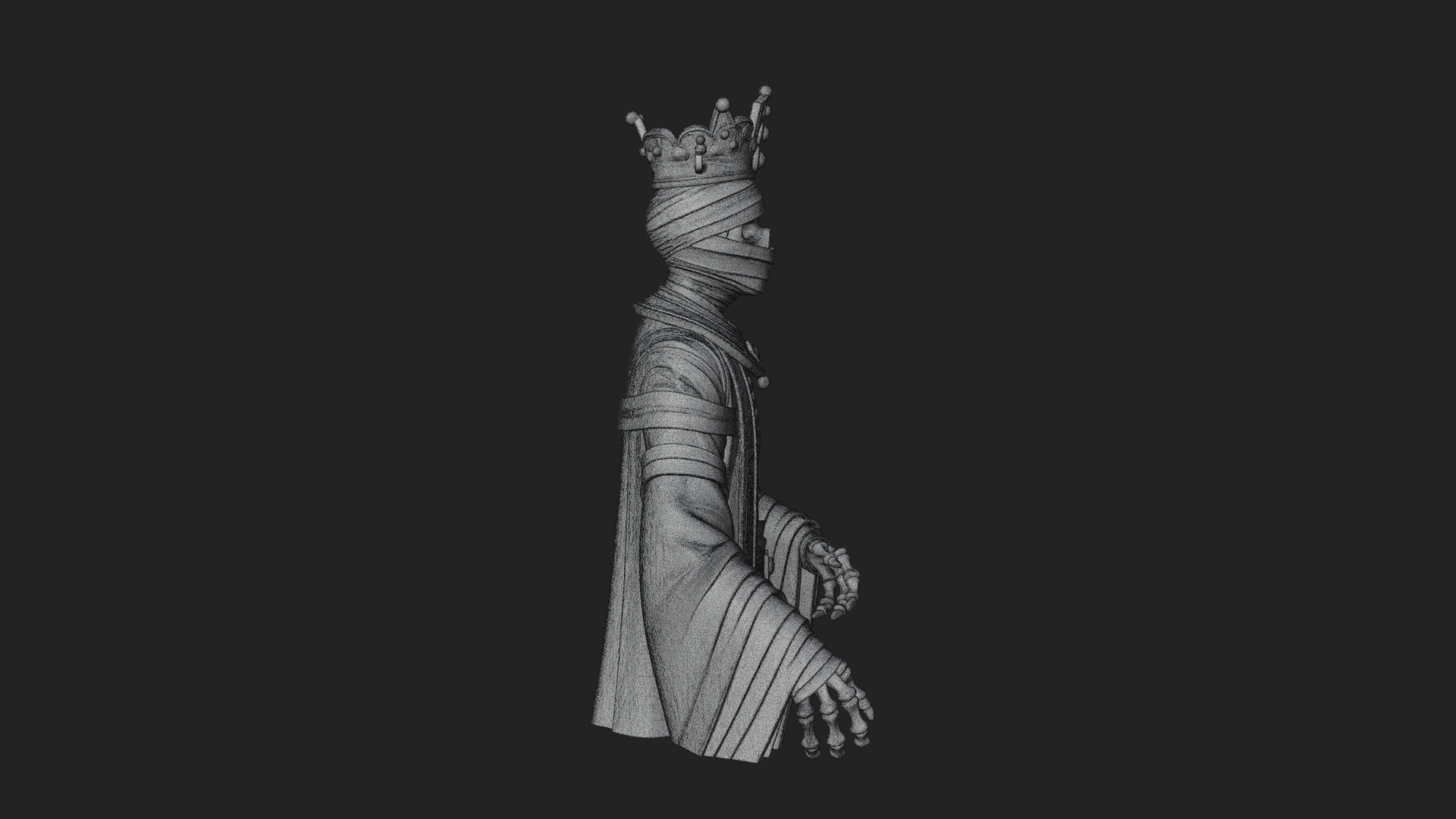 Crowned Mummy Pharaoh Statue Design 1 3D Print Model 3D Model