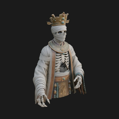 Crowned Mummy Pharaoh Statue Design 1 3D Print Model