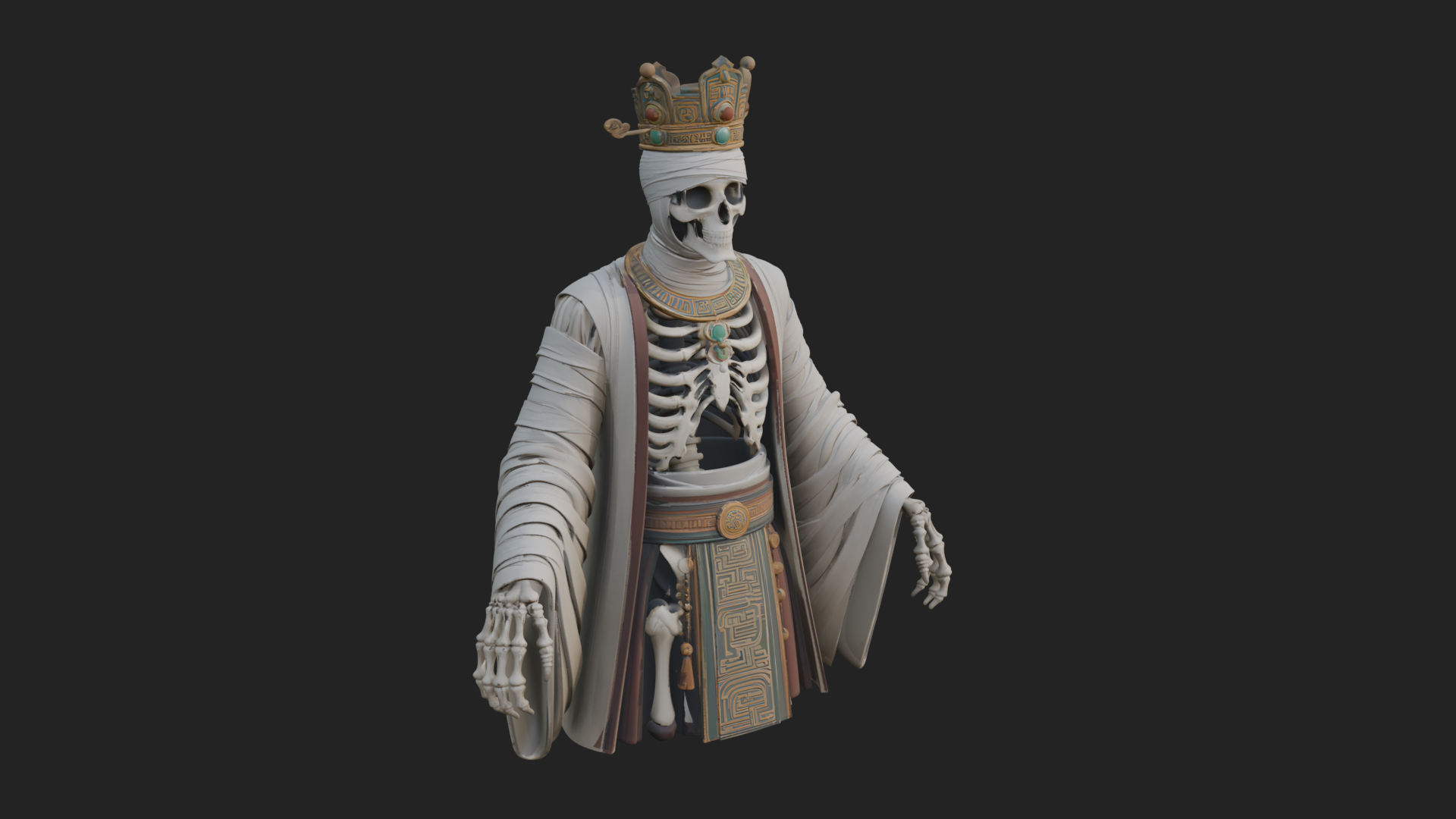 Crowned Mummy Pharaoh Statue Design 2 3D Print Model 3D Model