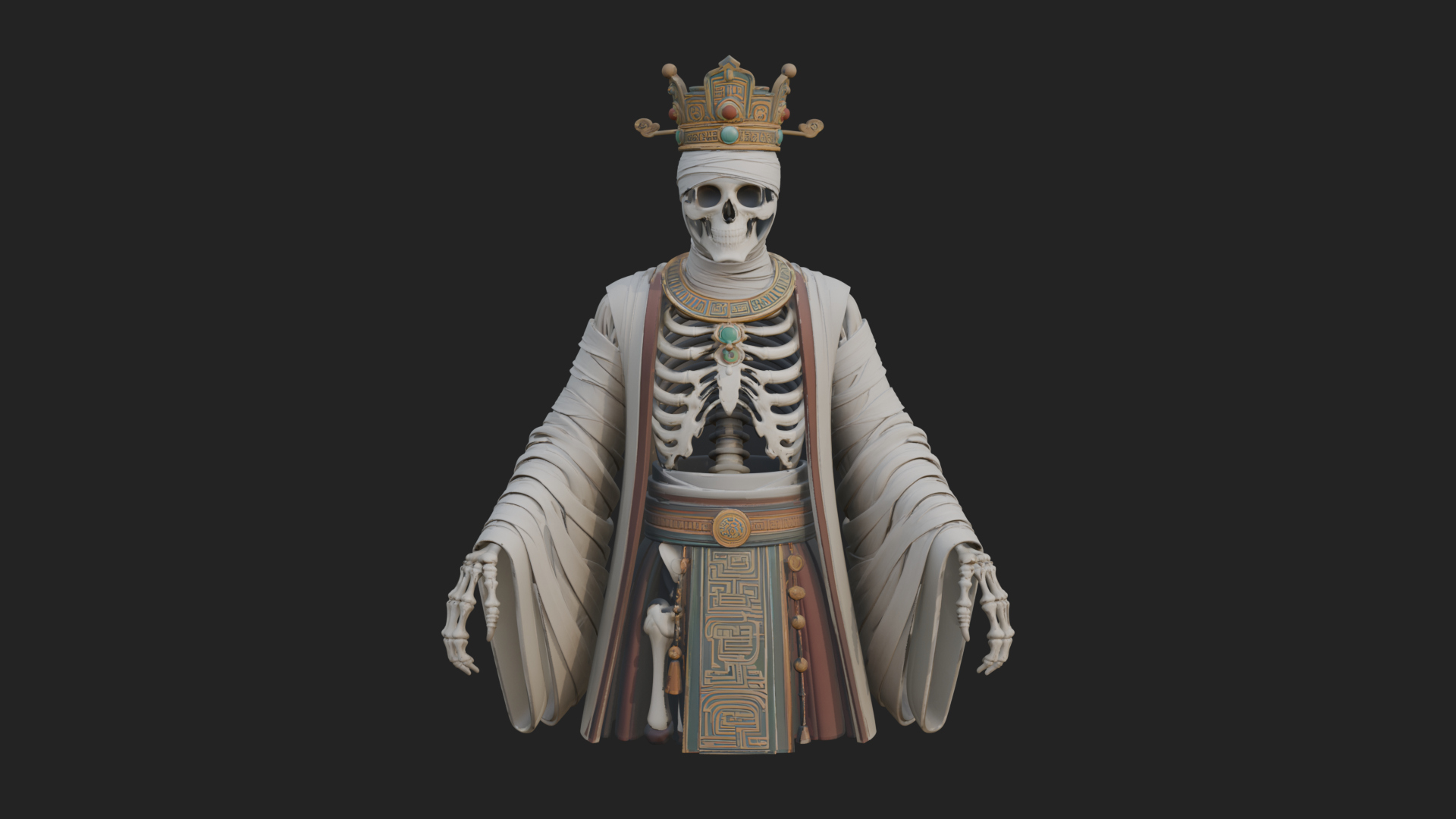 Crowned Mummy Pharaoh Statue Design 2 3D Print Model 3D Model