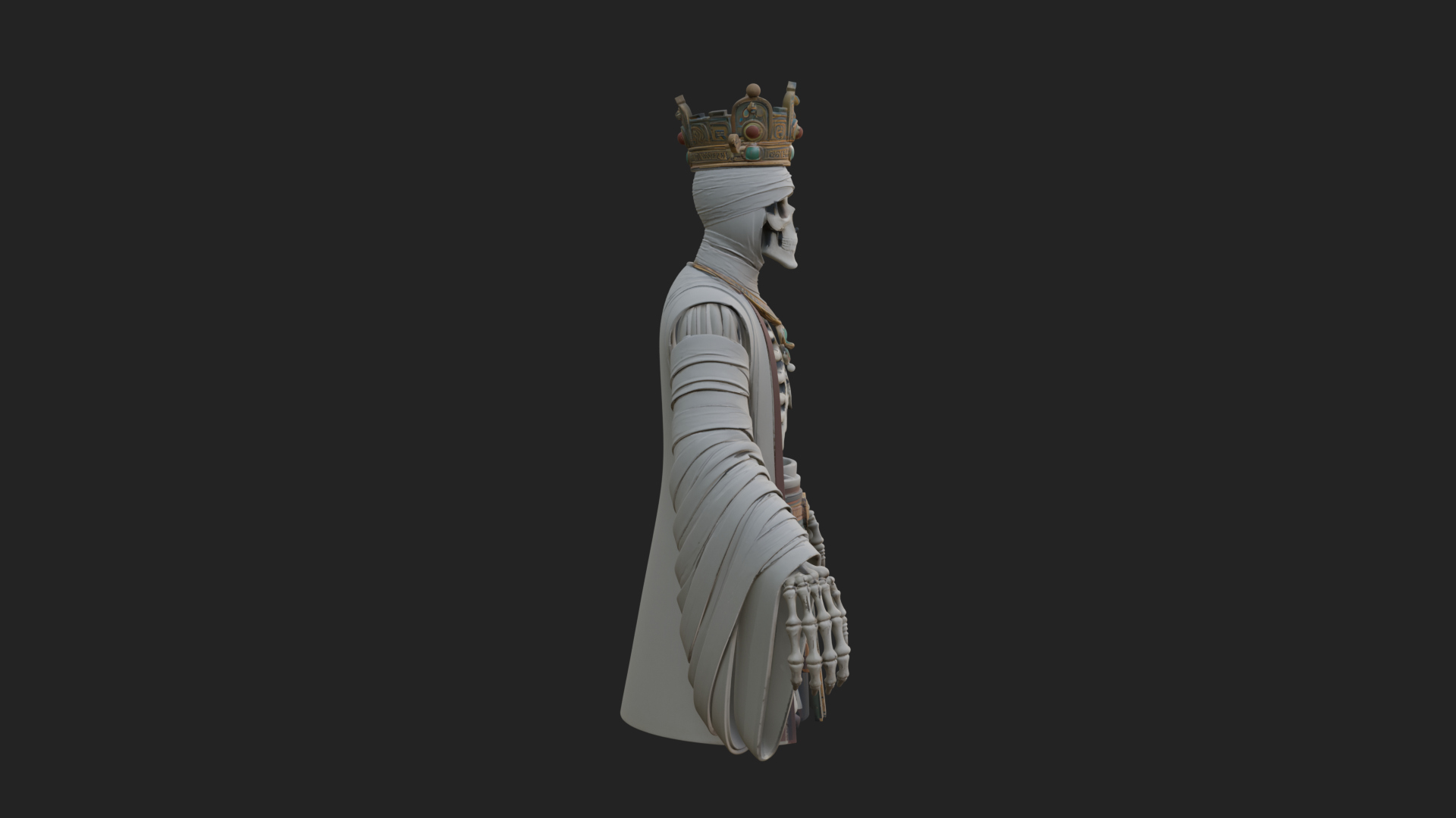 Crowned Mummy Pharaoh Statue Design 2 3D Print Model 3D Model