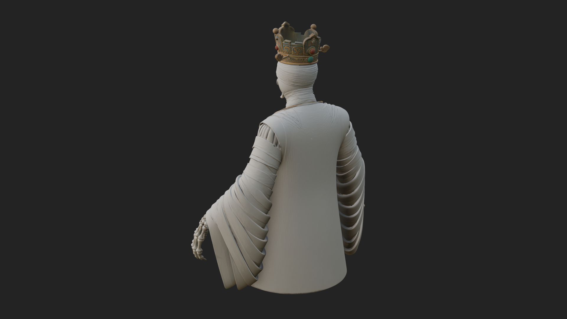 Crowned Mummy Pharaoh Statue Design 2 3D Print Model 3D Model