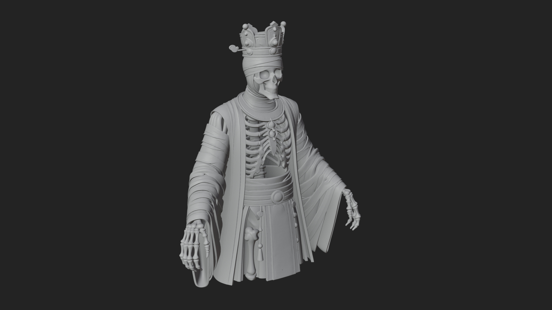 Crowned Mummy Pharaoh Statue Design 2 3D Print Model 3D Model