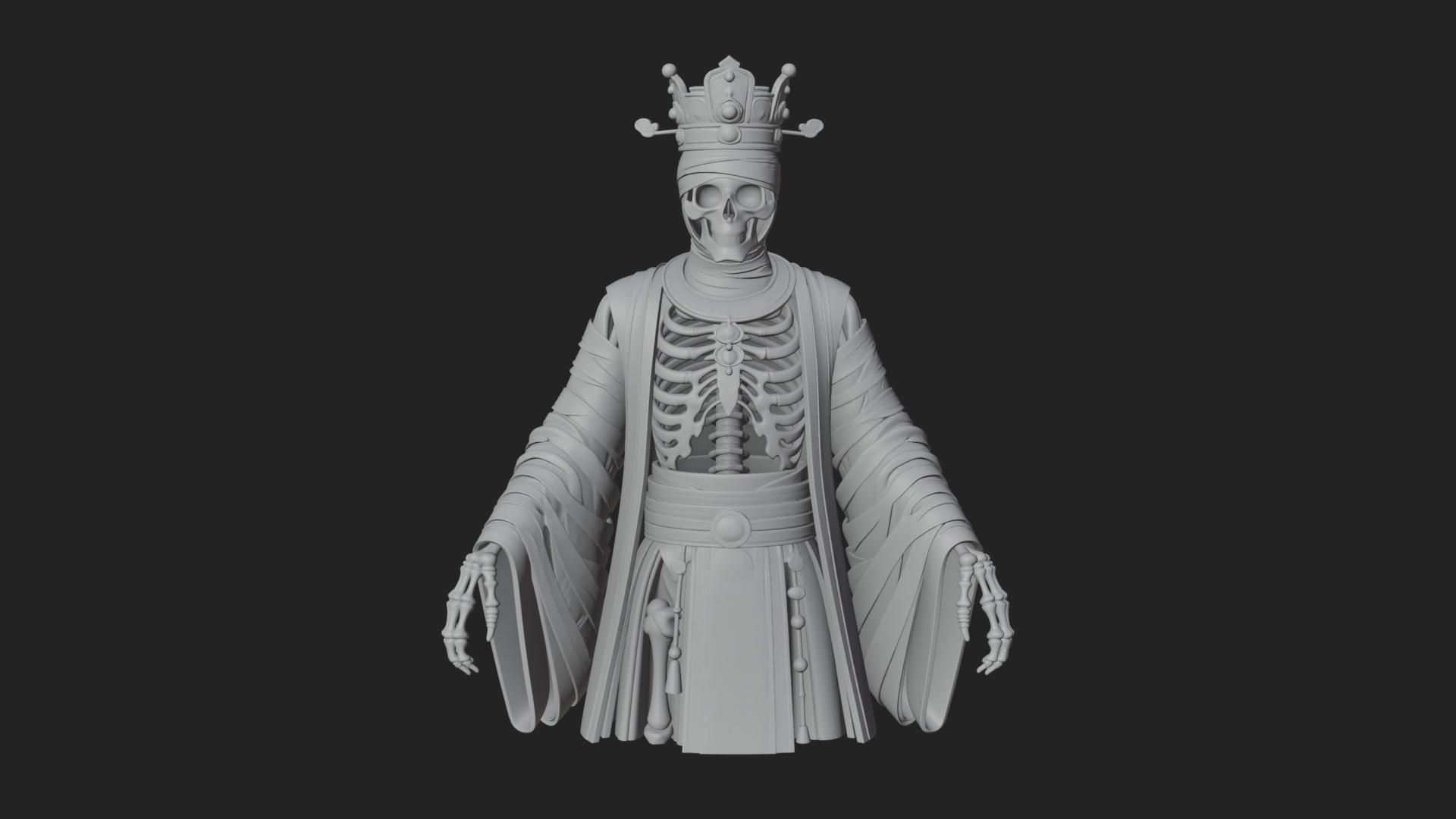 Crowned Mummy Pharaoh Statue Design 2 3D Print Model 3D Model