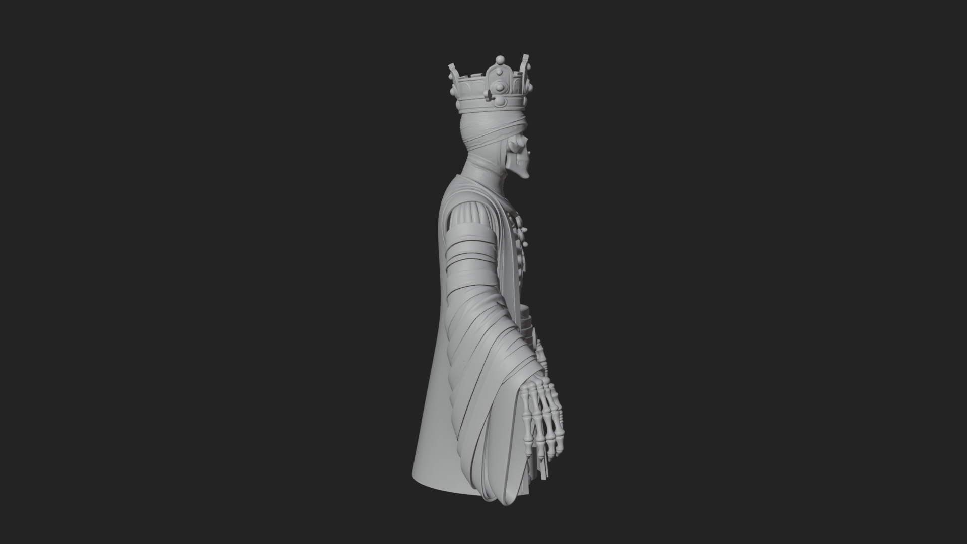 Crowned Mummy Pharaoh Statue Design 2 3D Print Model 3D Model