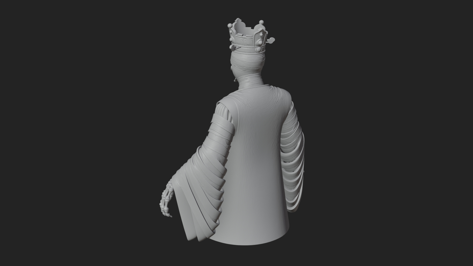 Crowned Mummy Pharaoh Statue Design 2 3D Print Model 3D Model