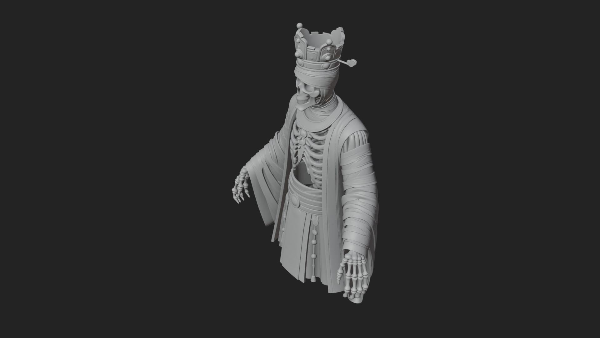 Crowned Mummy Pharaoh Statue Design 2 3D Print Model 3D Model