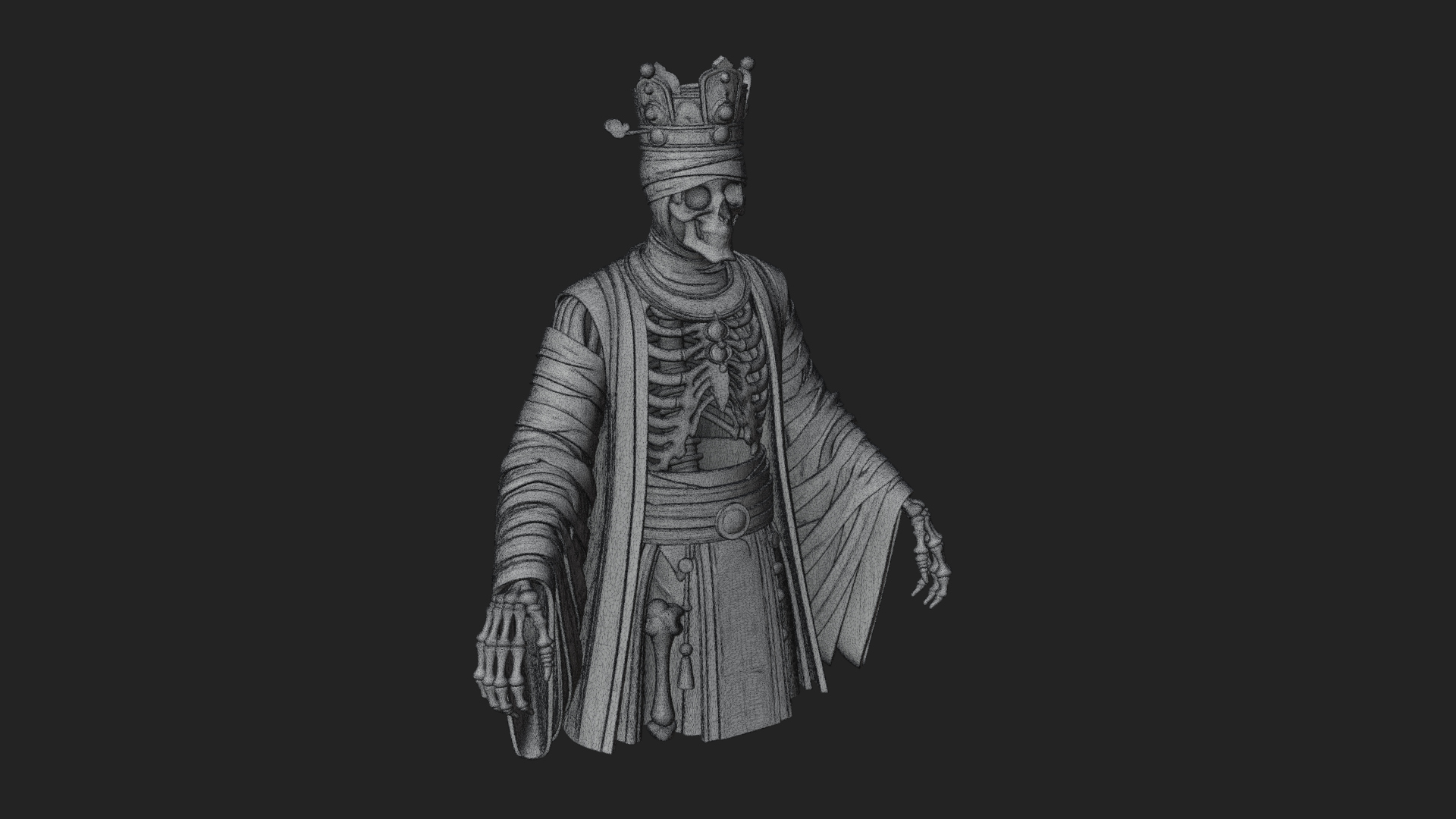 Crowned Mummy Pharaoh Statue Design 2 3D Print Model 3D Model