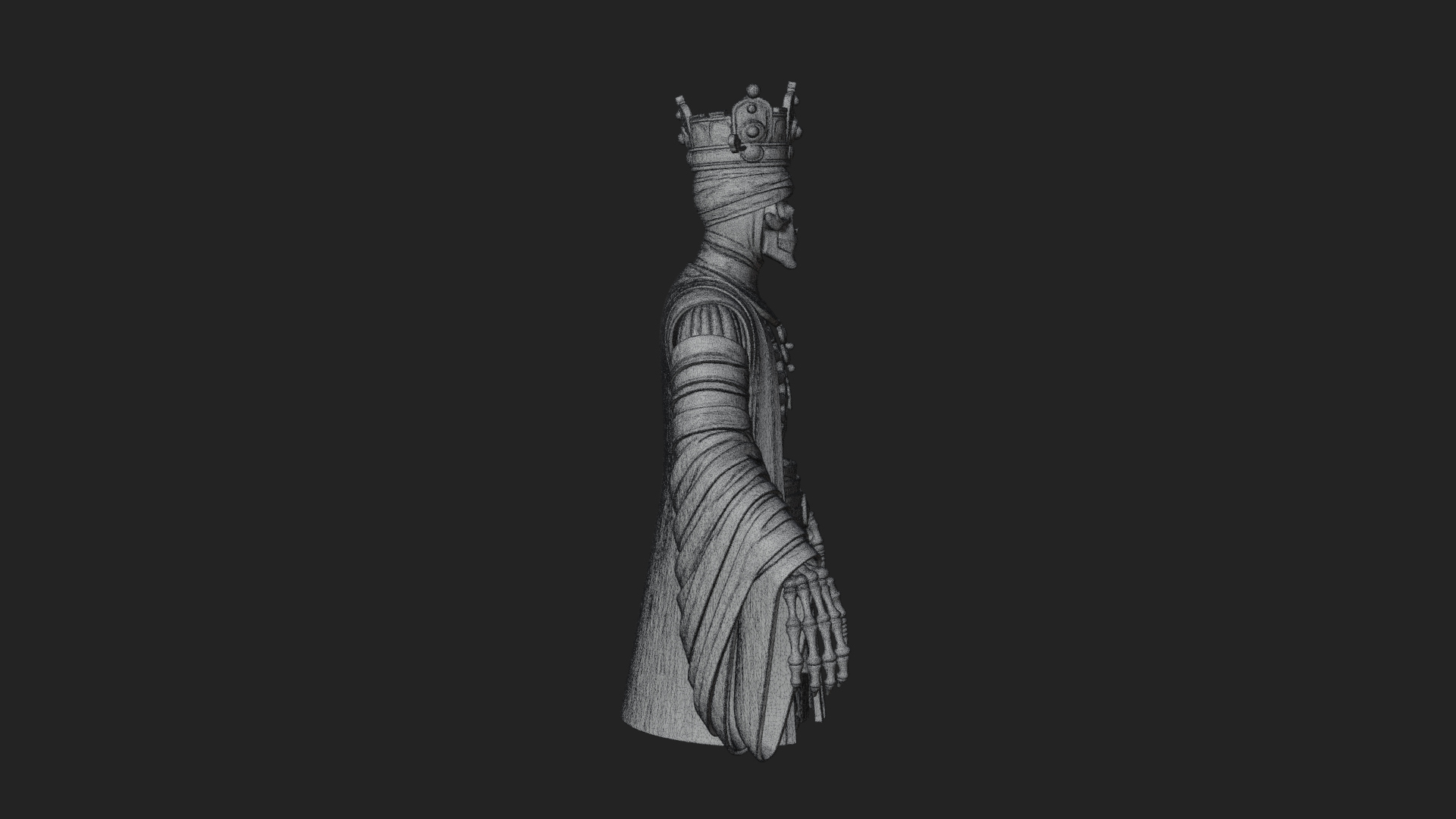 Crowned Mummy Pharaoh Statue Design 2 3D Print Model 3D Model