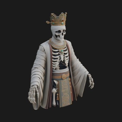 Crowned Mummy Pharaoh Statue Design 2 3D Print Model