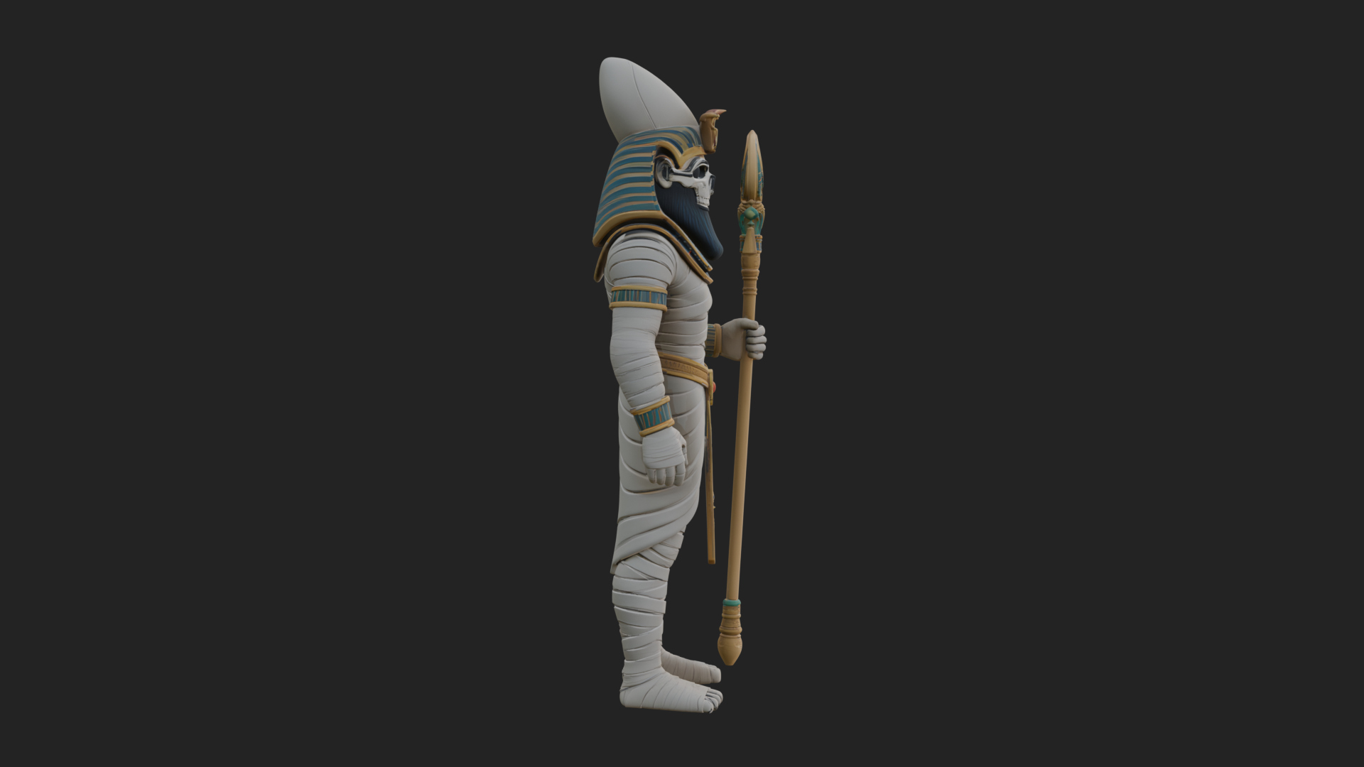 Crowned Mummy Pharaoh Statue Design 3 3D Print Model 3D Model
