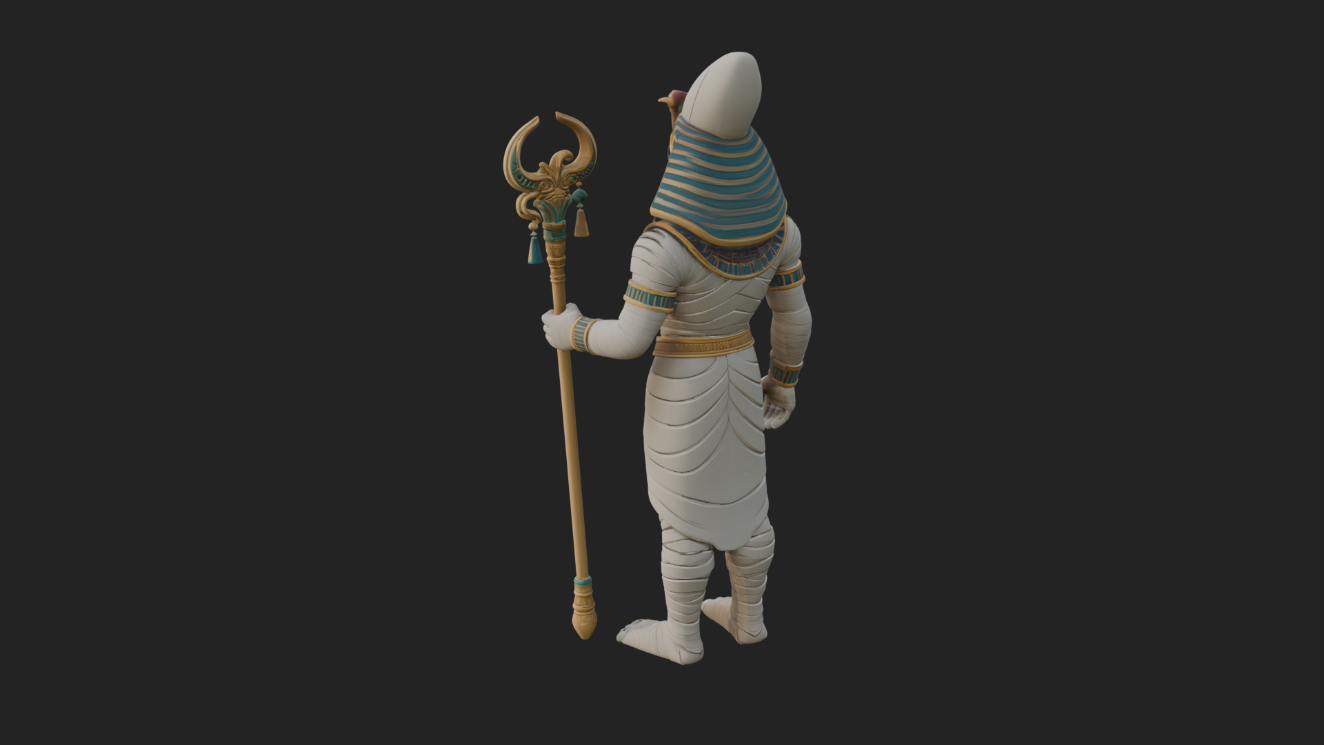 Crowned Mummy Pharaoh Statue Design 3 3D Print Model 3D Model