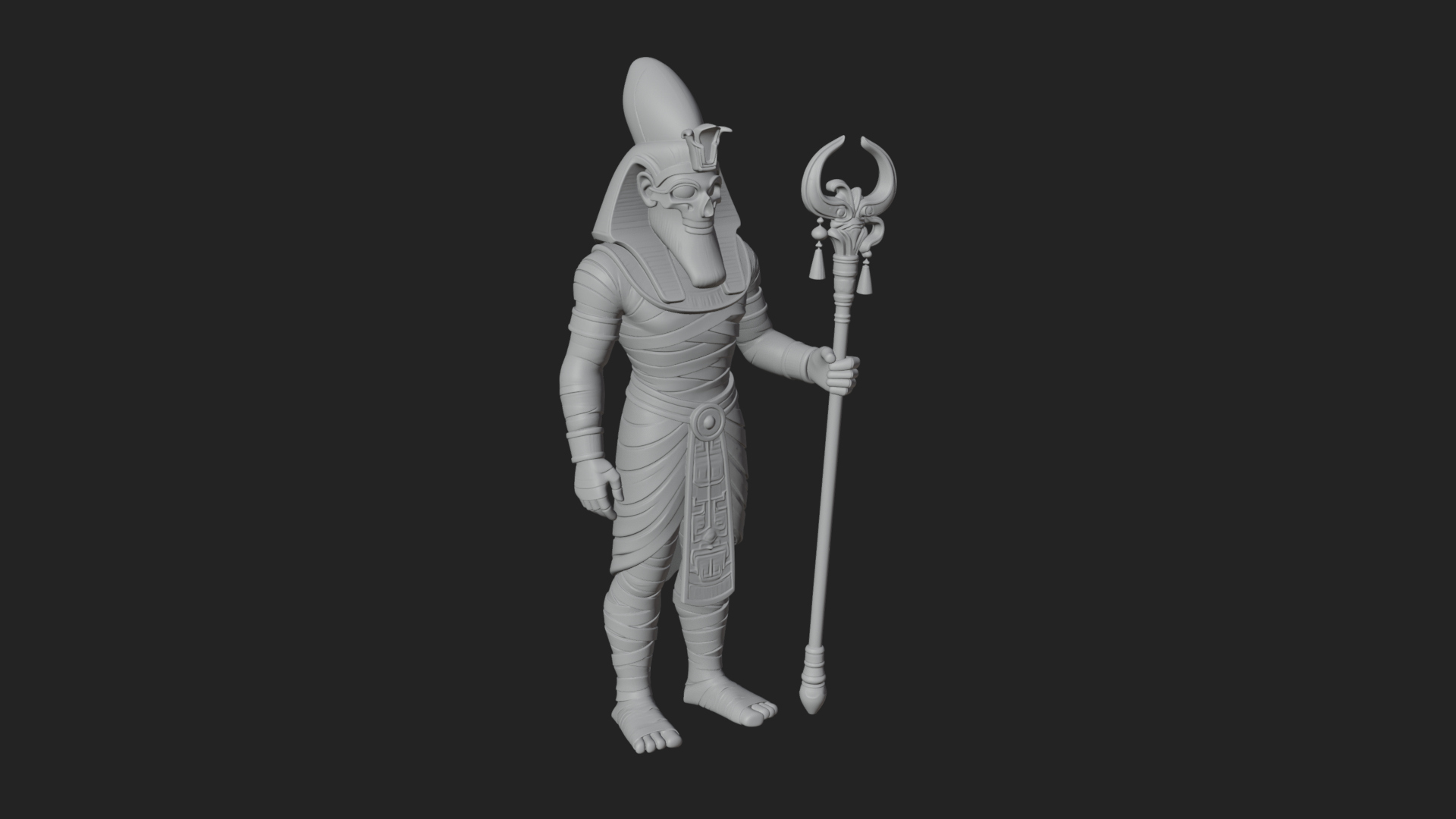 Crowned Mummy Pharaoh Statue Design 3 3D Print Model 3D Model