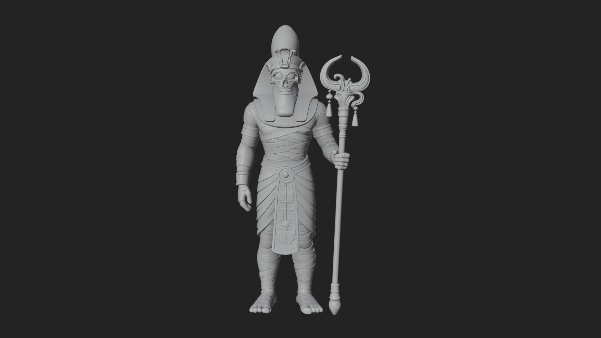 Crowned Mummy Pharaoh Statue Design 3 3D Print Model 3D Model