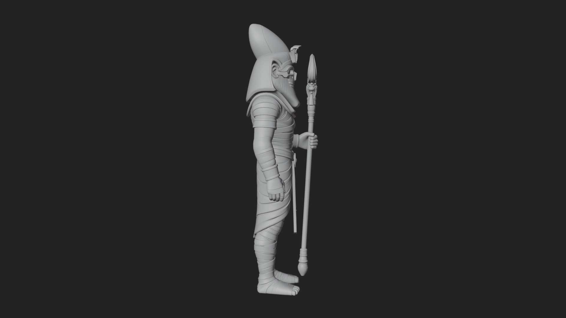Crowned Mummy Pharaoh Statue Design 3 3D Print Model 3D Model
