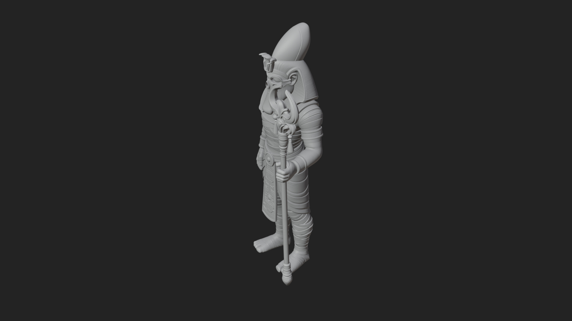 Crowned Mummy Pharaoh Statue Design 3 3D Print Model 3D Model