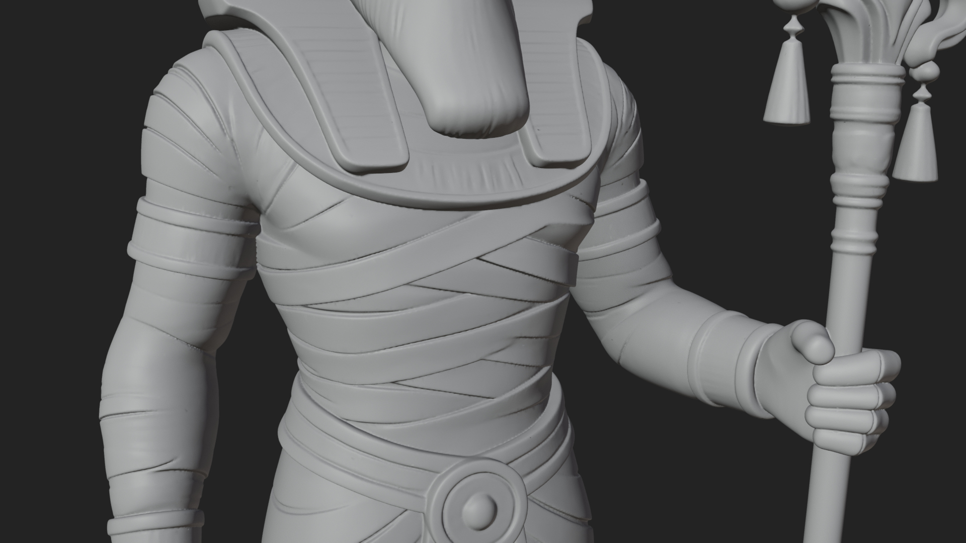 Crowned Mummy Pharaoh Statue Design 3 3D Print Model 3D Model