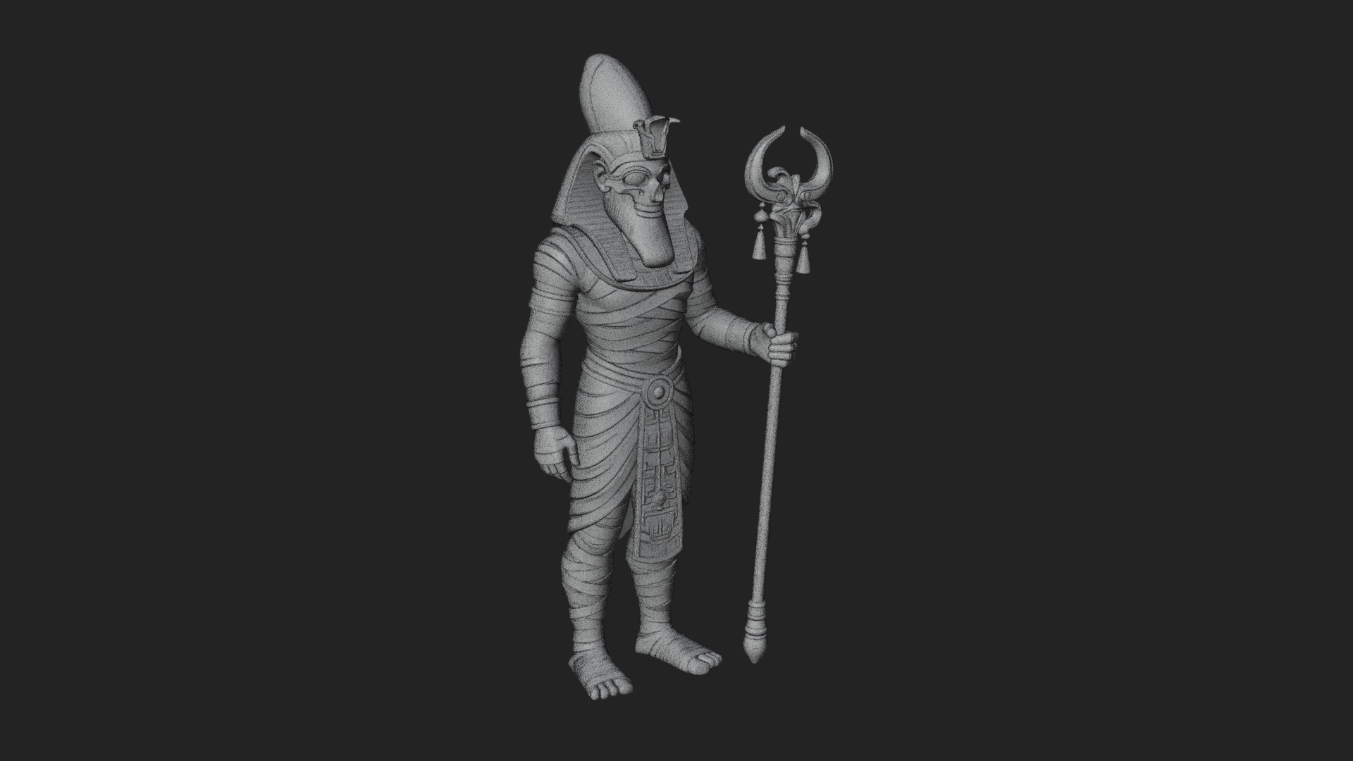 Crowned Mummy Pharaoh Statue Design 3 3D Print Model 3D Model