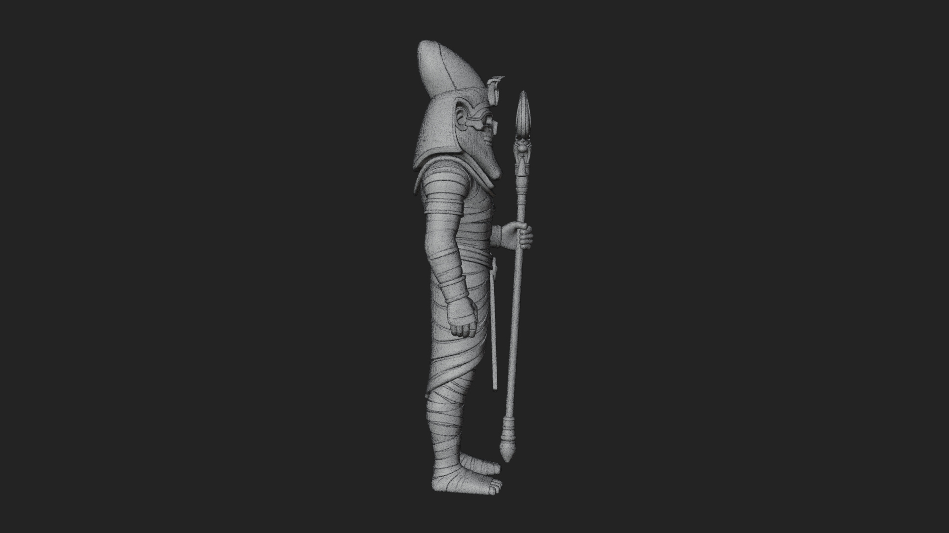 Crowned Mummy Pharaoh Statue Design 3 3D Print Model 3D Model