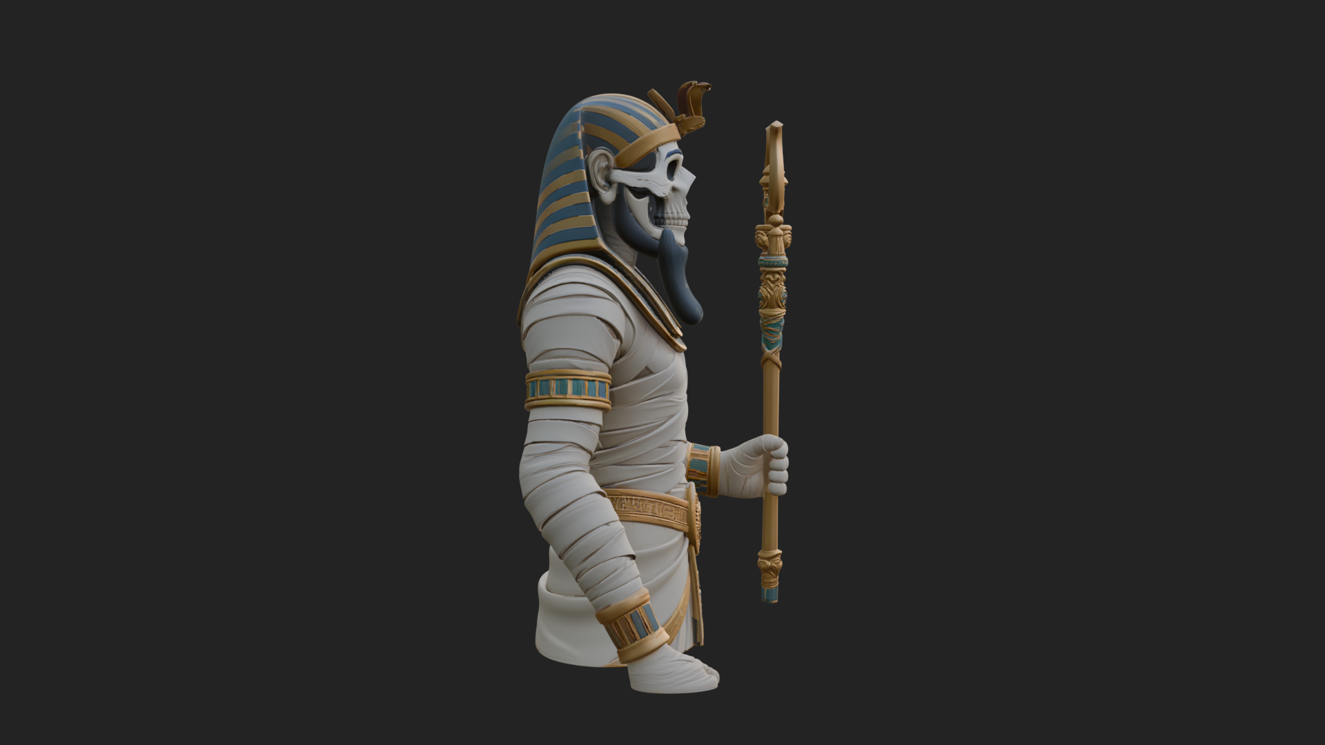 Crowned Mummy Pharaoh Statue Design 4 3D Print Model 3D Model