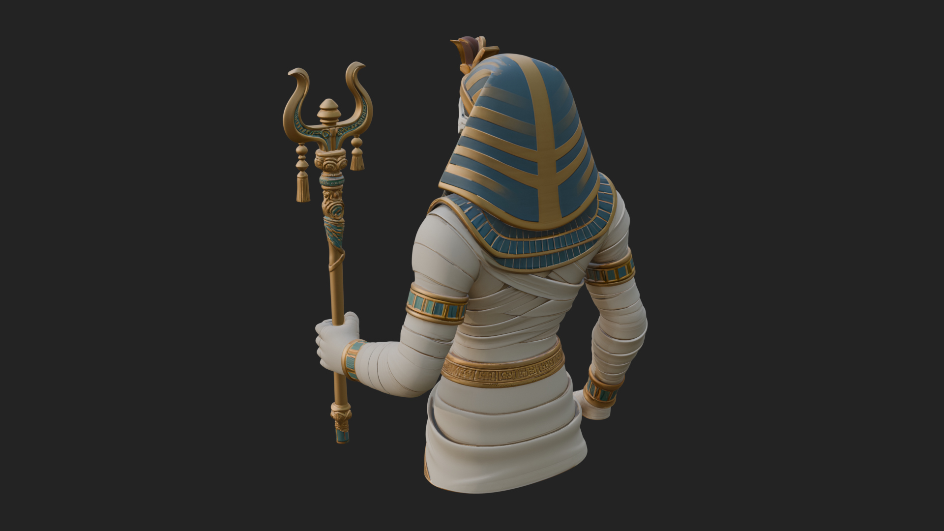 Crowned Mummy Pharaoh Statue Design 4 3D Print Model 3D Model