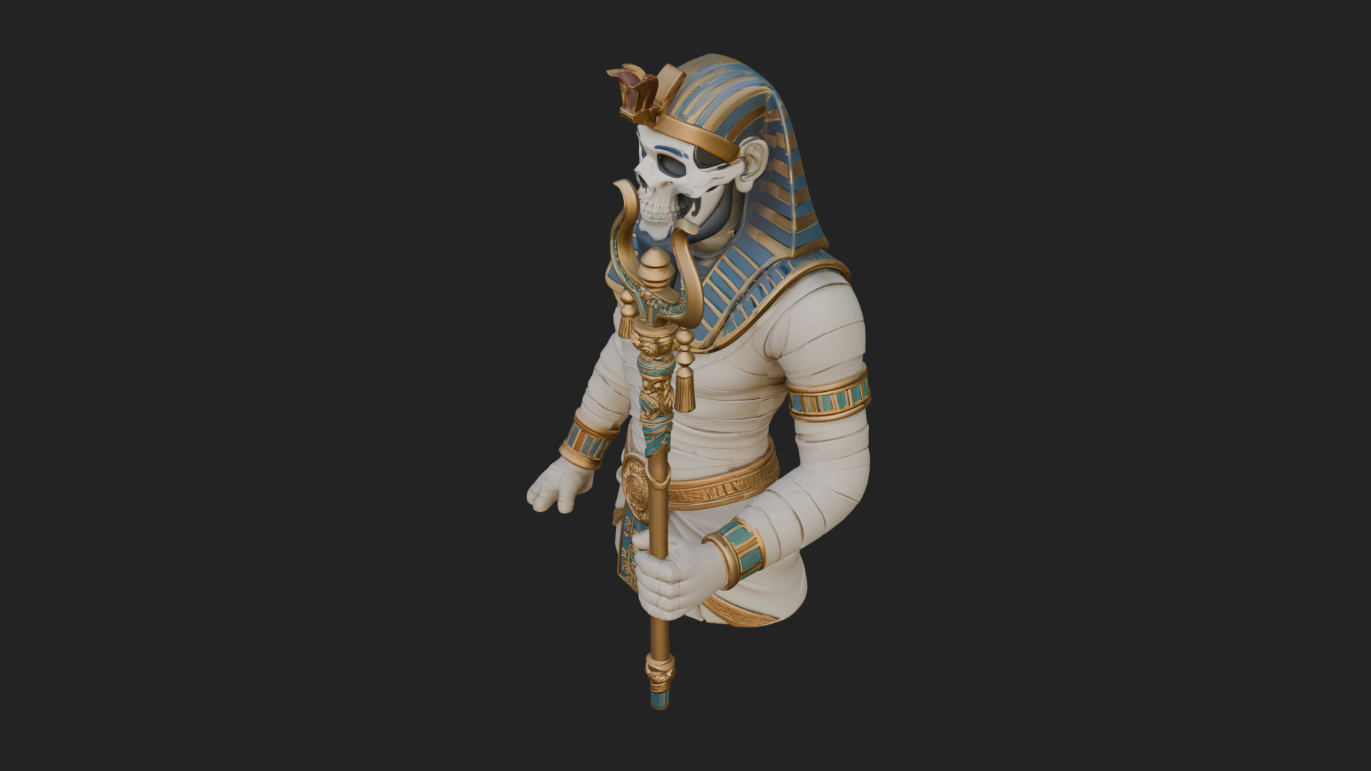 Crowned Mummy Pharaoh Statue Design 4 3D Print Model 3D Model